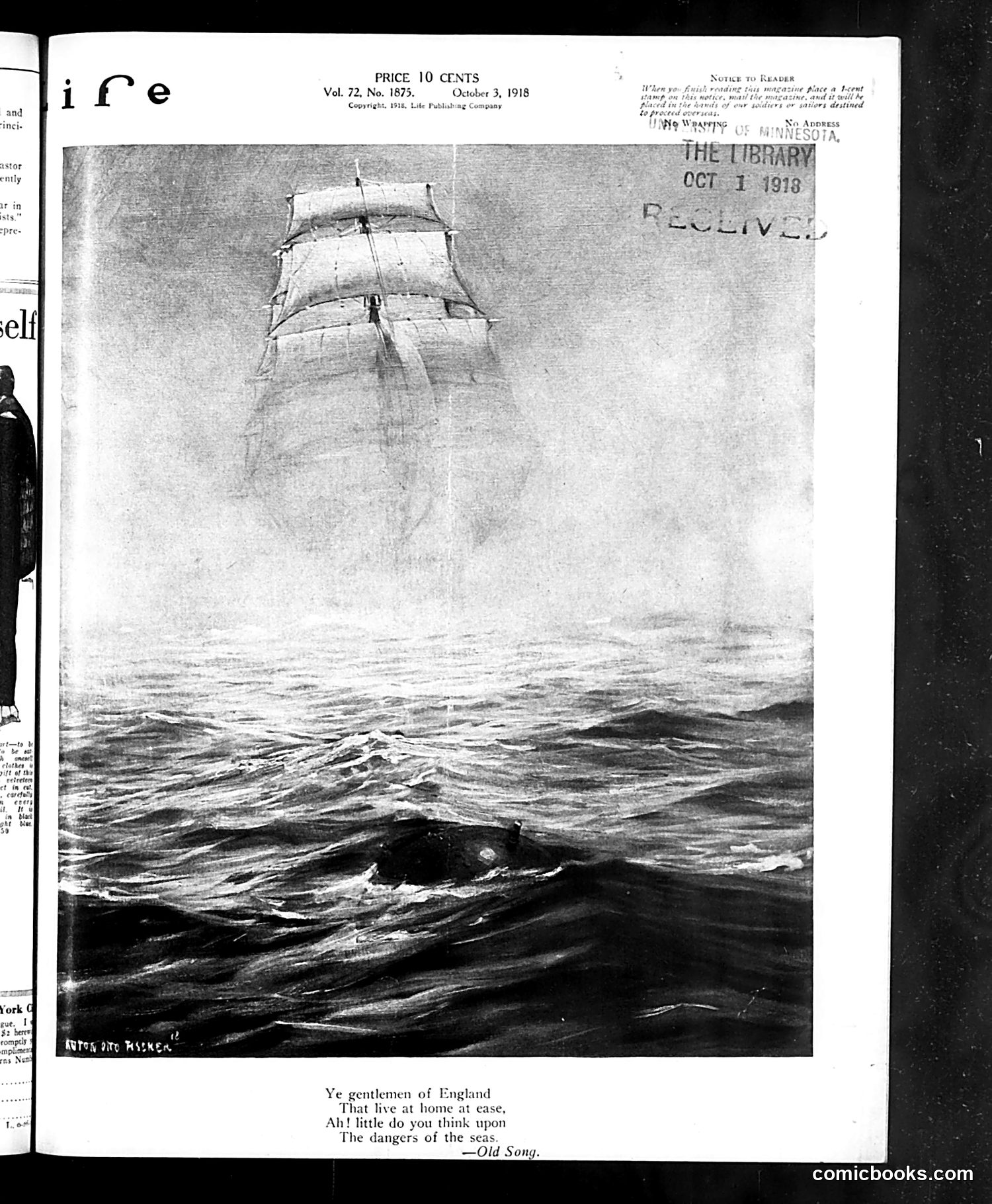 Life — October 3, 1918 — page 1: Life, 1918-10-03