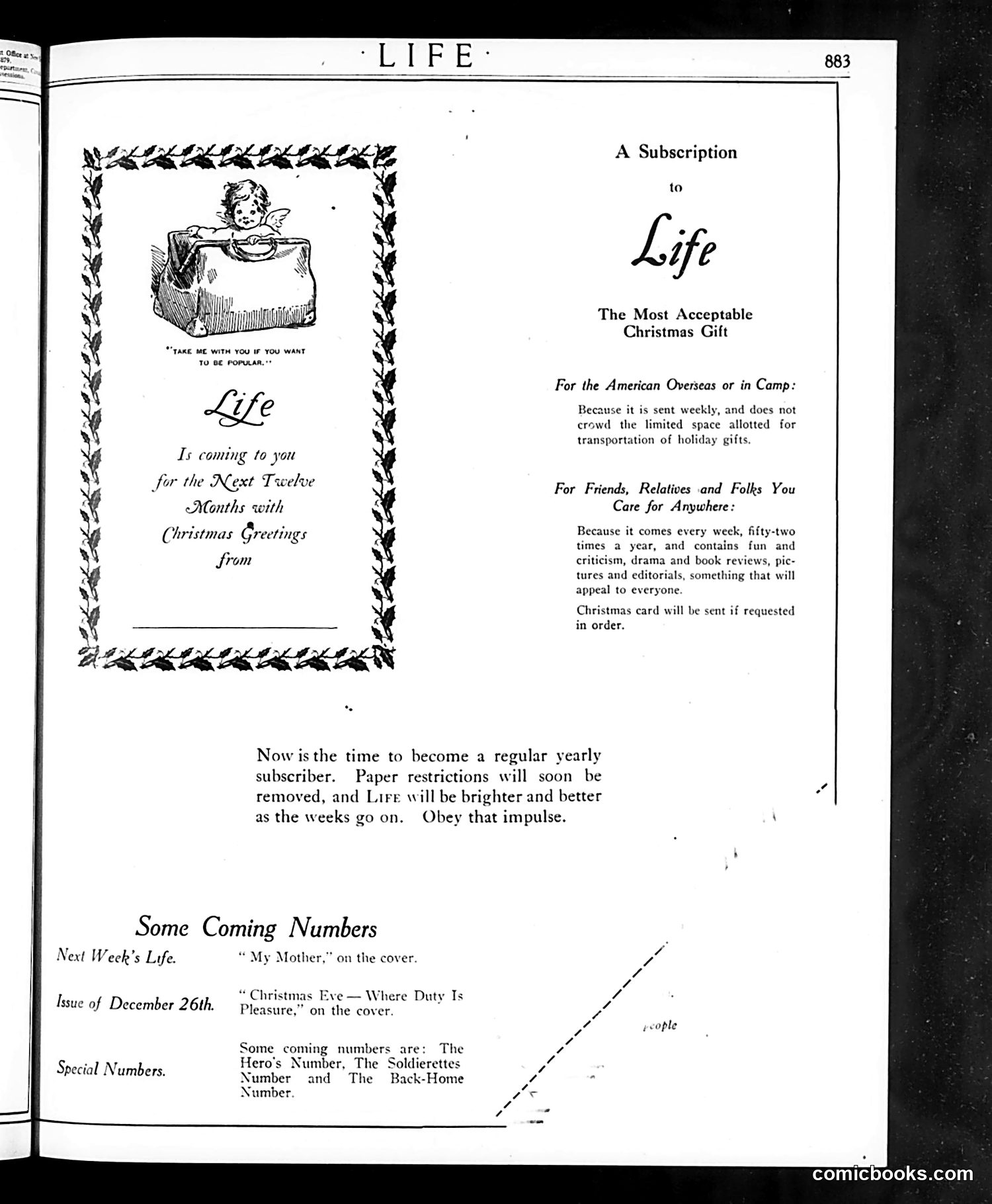 Life — December 12, 1918 — page 3: Life, 1918-12-12