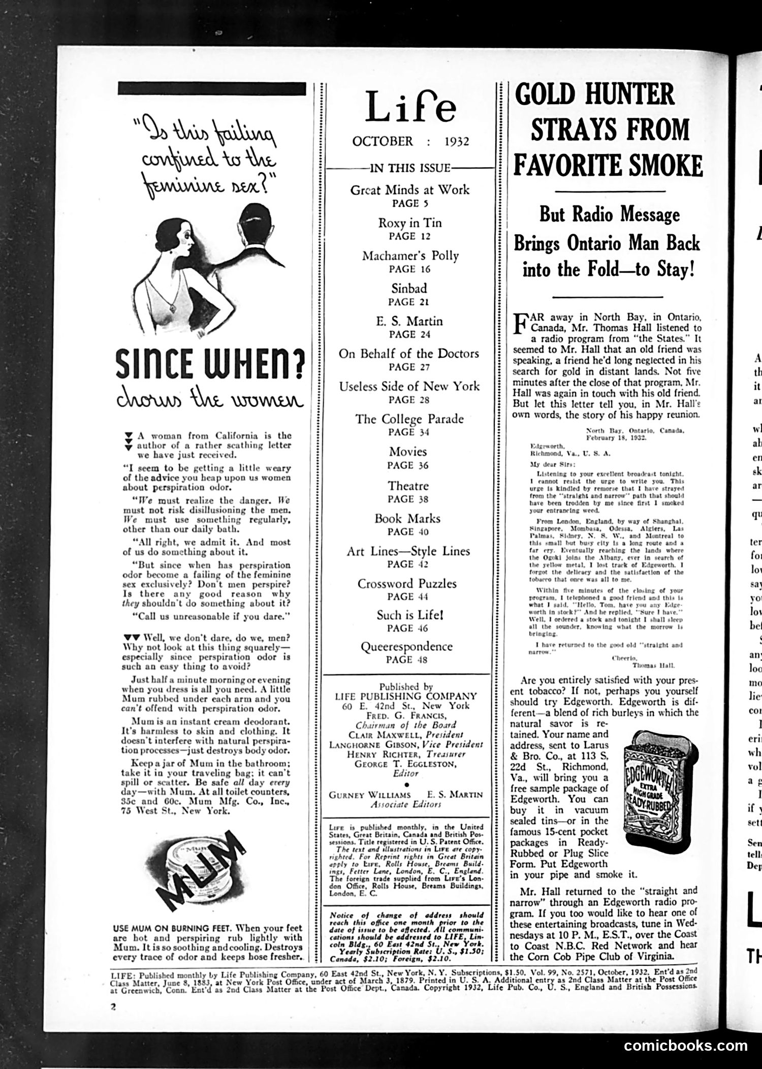Life — October 1932 — page 4: Life, 1932-10