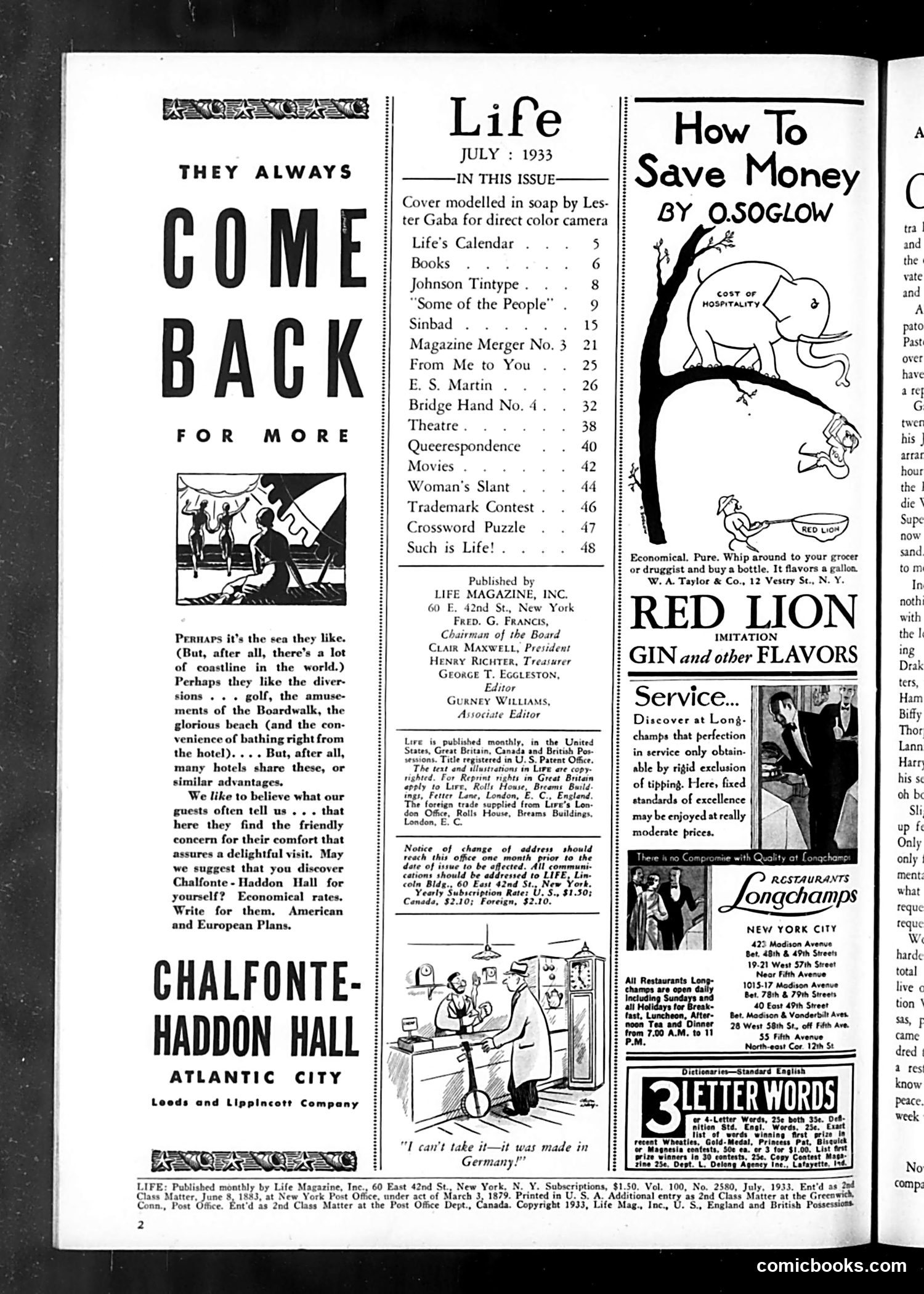 Life — July 1933 — page 4: Life, 1933-07