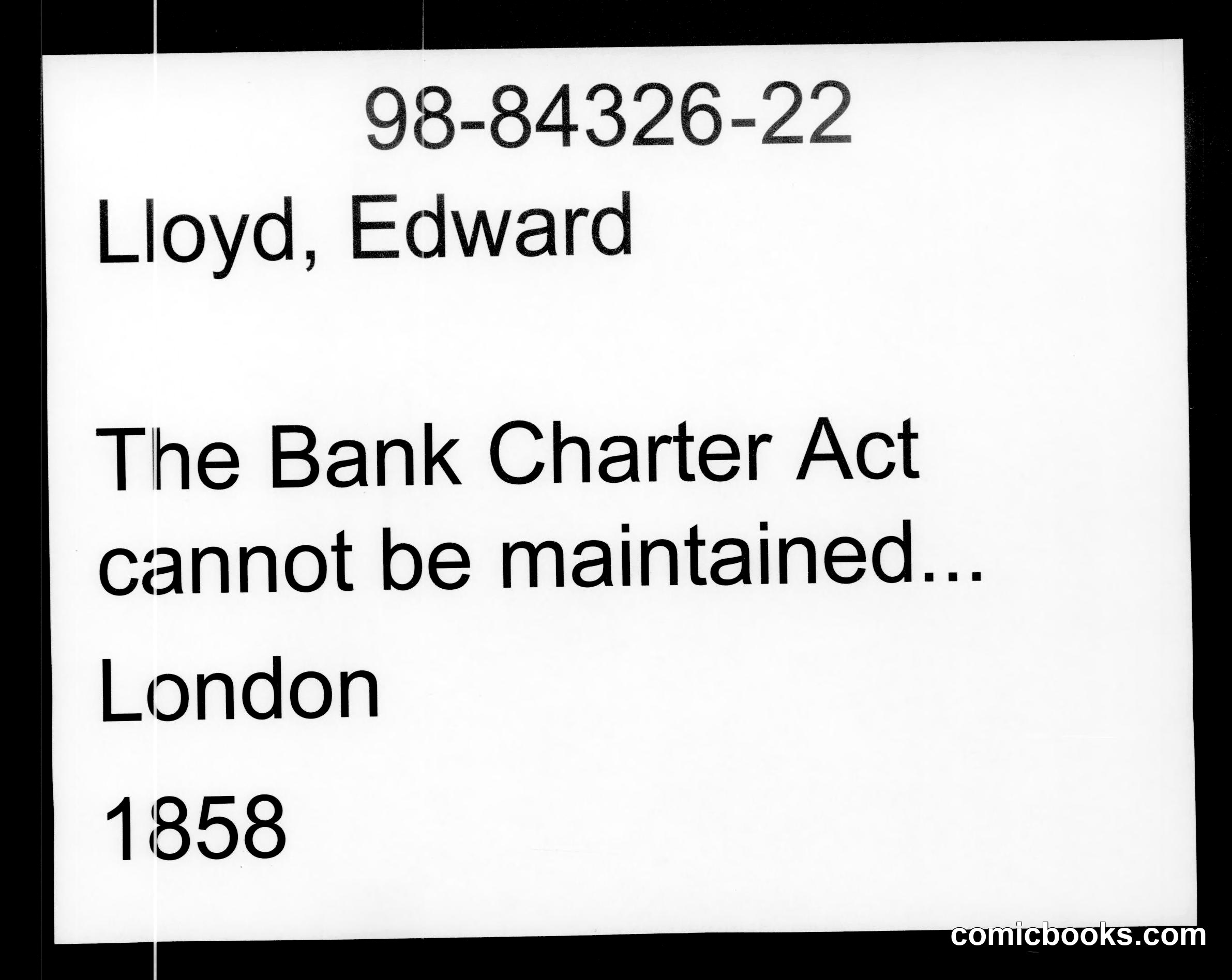The Bank Charter Act cannot be maintained...