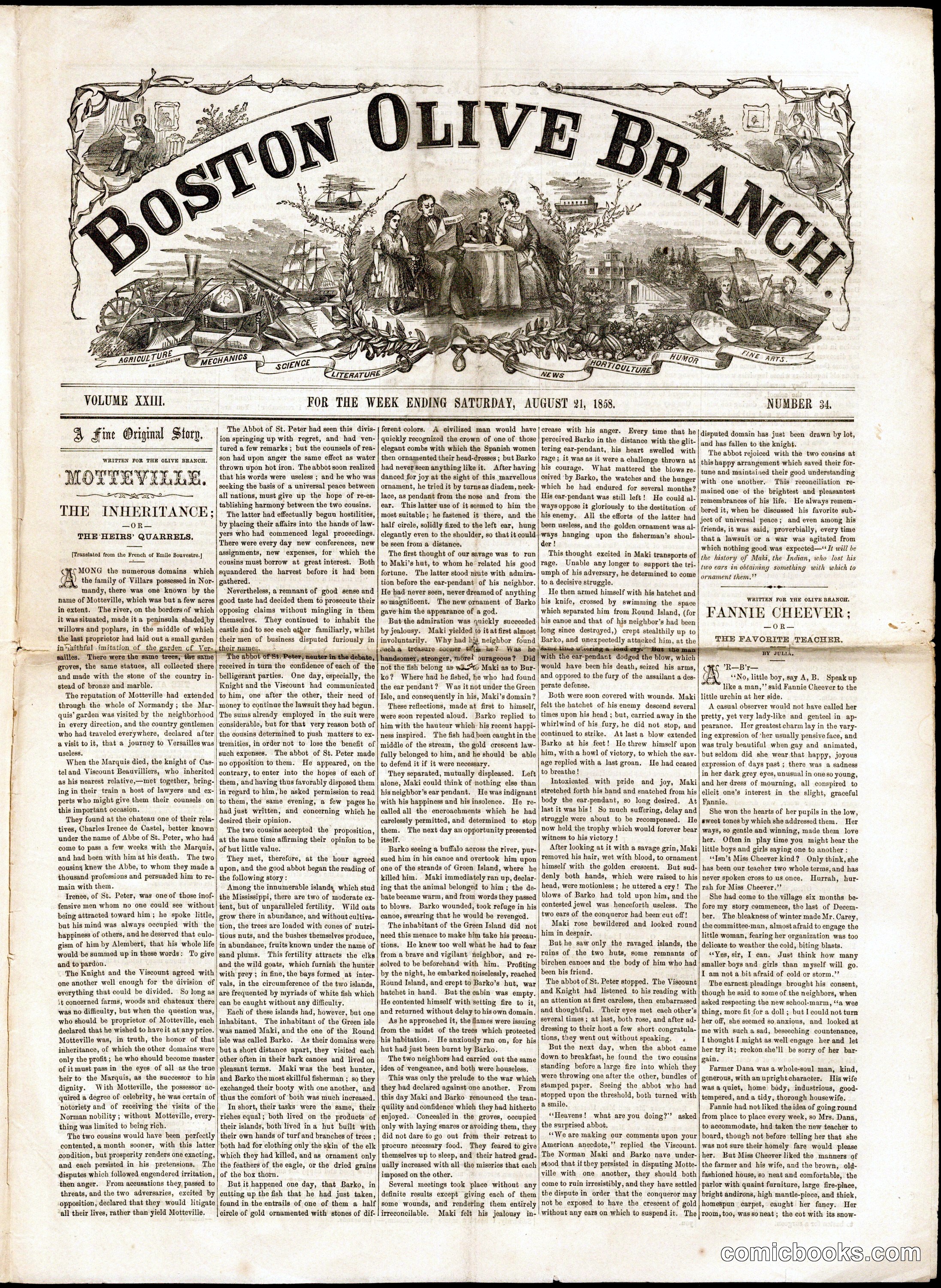 Boston Olive Branch, Volume XXIII, Number 34