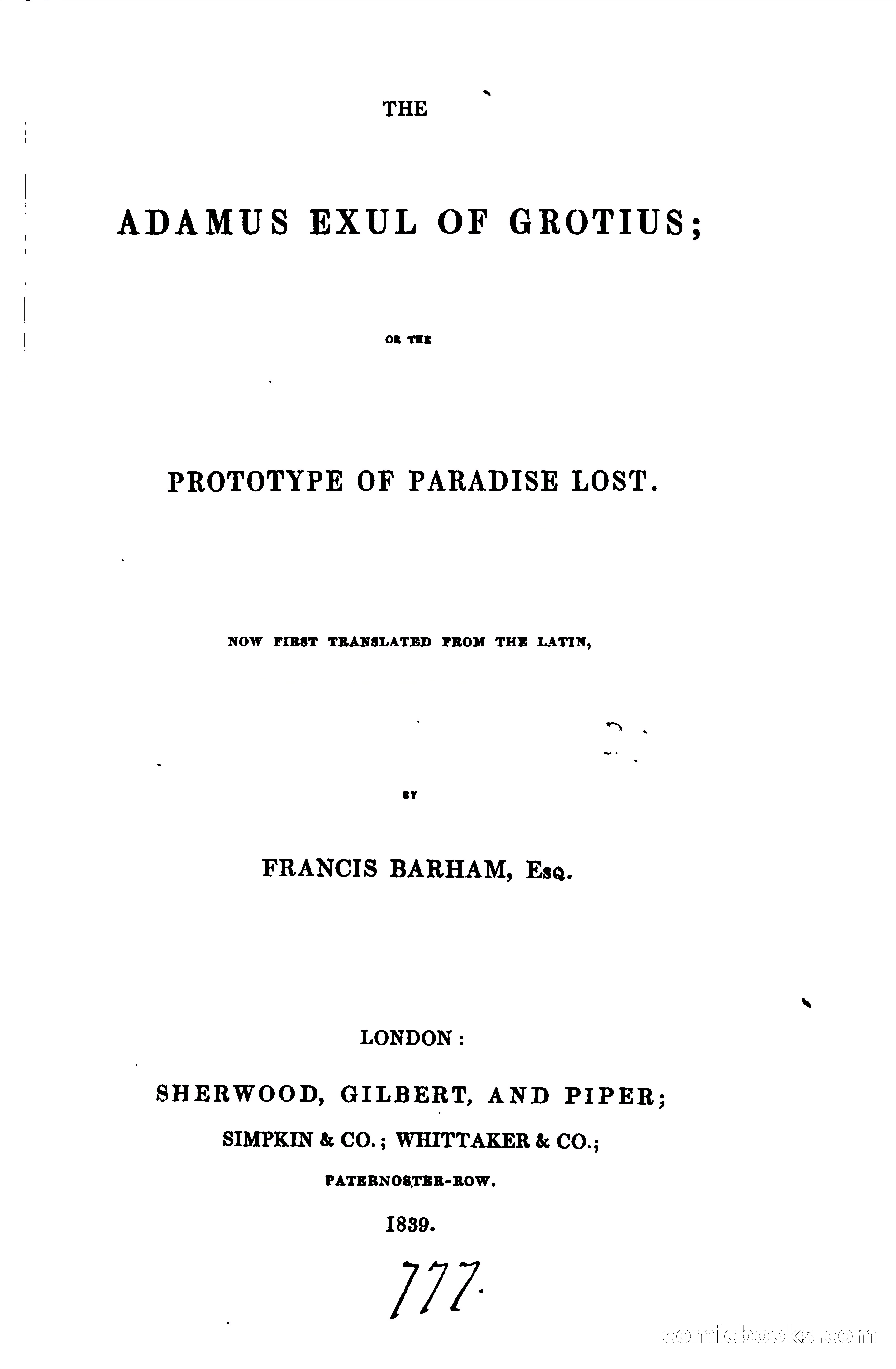 The Adamus exul of Grotius; or The Prototype of Paradise Lost — page 8: Penny Dreadfuls, 1839