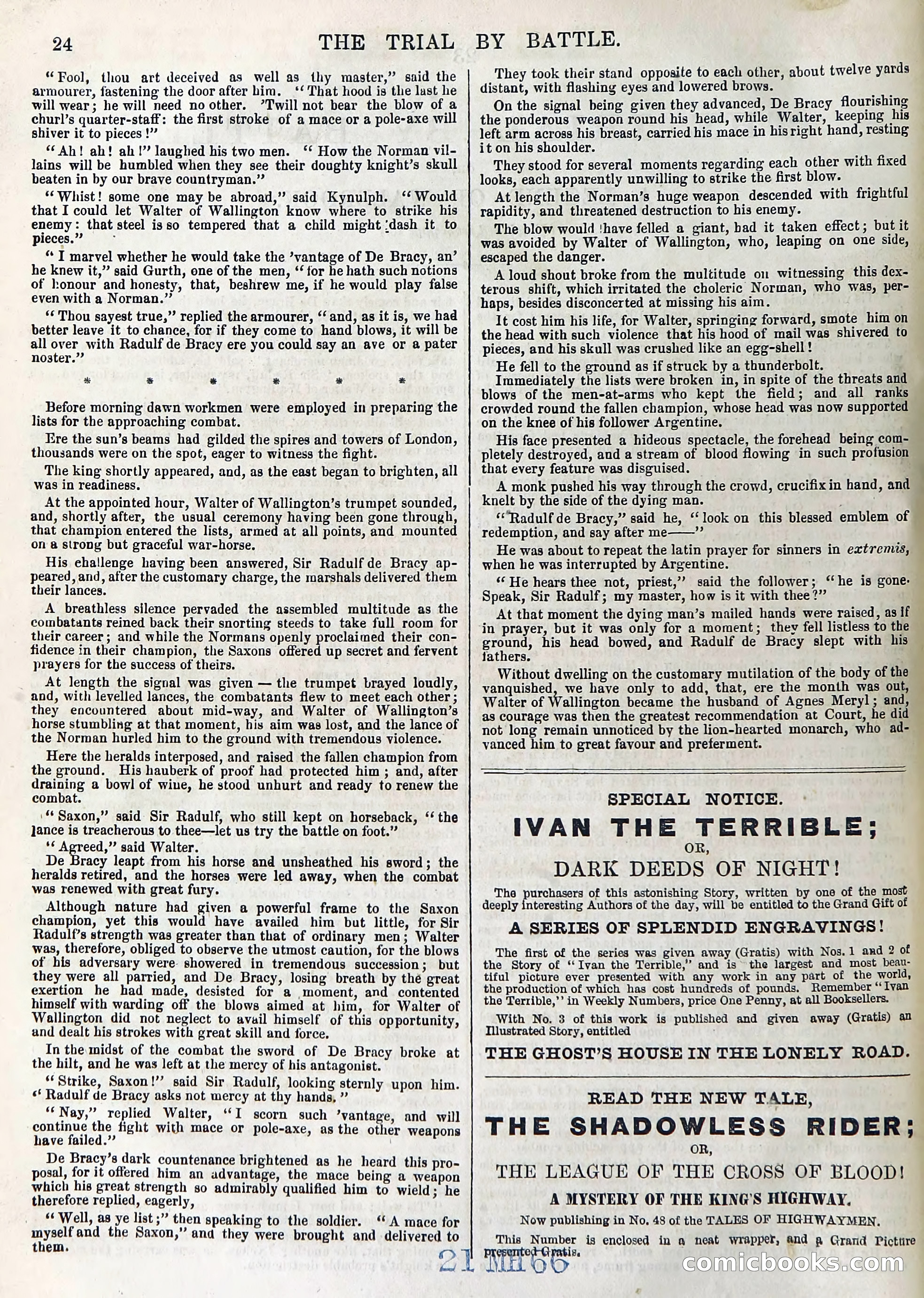 Ivan the Terrible; or, Dark Deeds of Night — page 28: Penny Dreadfuls, 1866