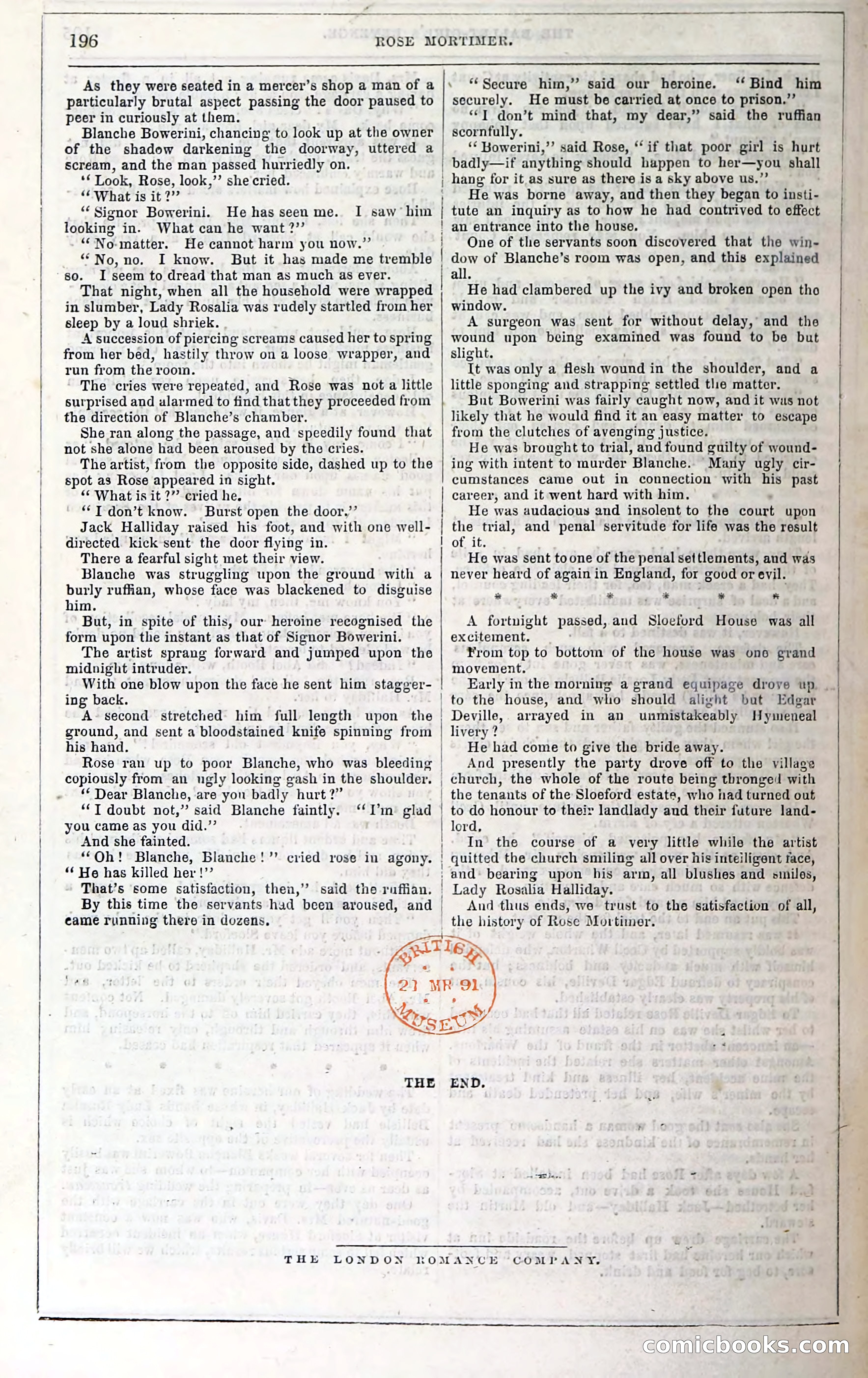 Rose Mortimer; Or, The Ballet-Girl's Revenge — page 202: Penny Dreadfuls, 1865