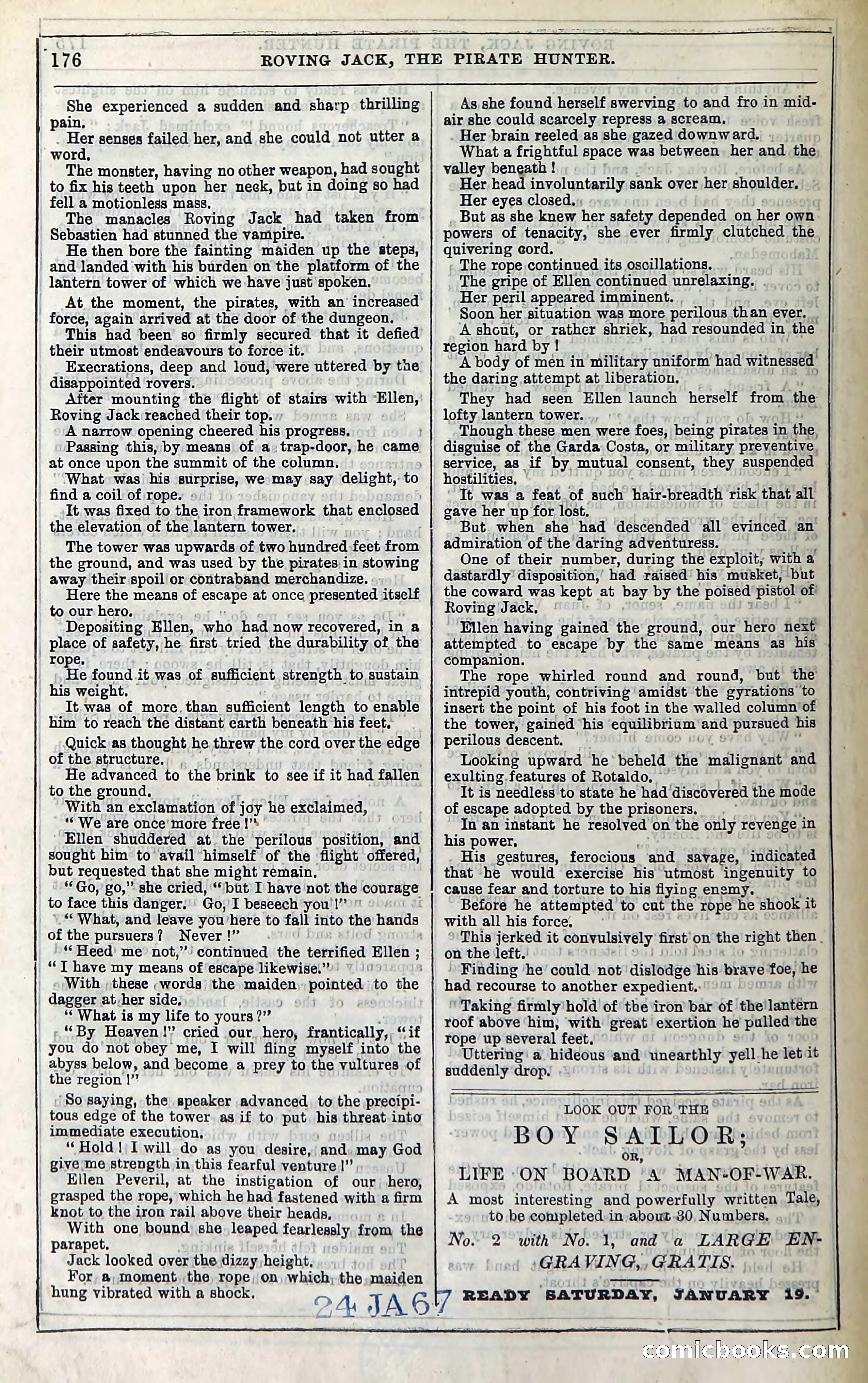Roving Jack, The Pirate Hunter — page 156: Penny Dreadfuls, 1867