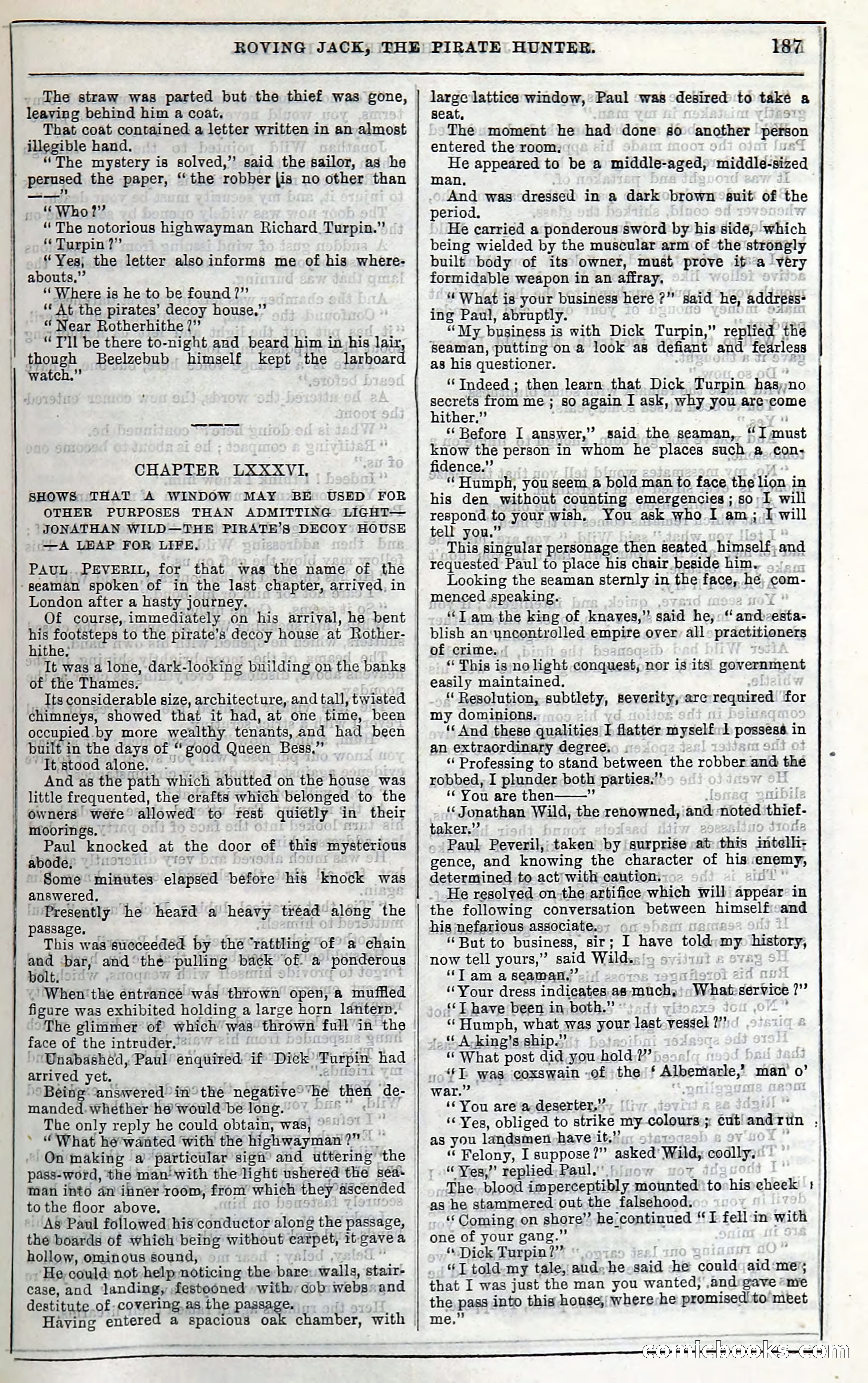 Roving Jack, The Pirate Hunter — page 167: Penny Dreadfuls, 1867