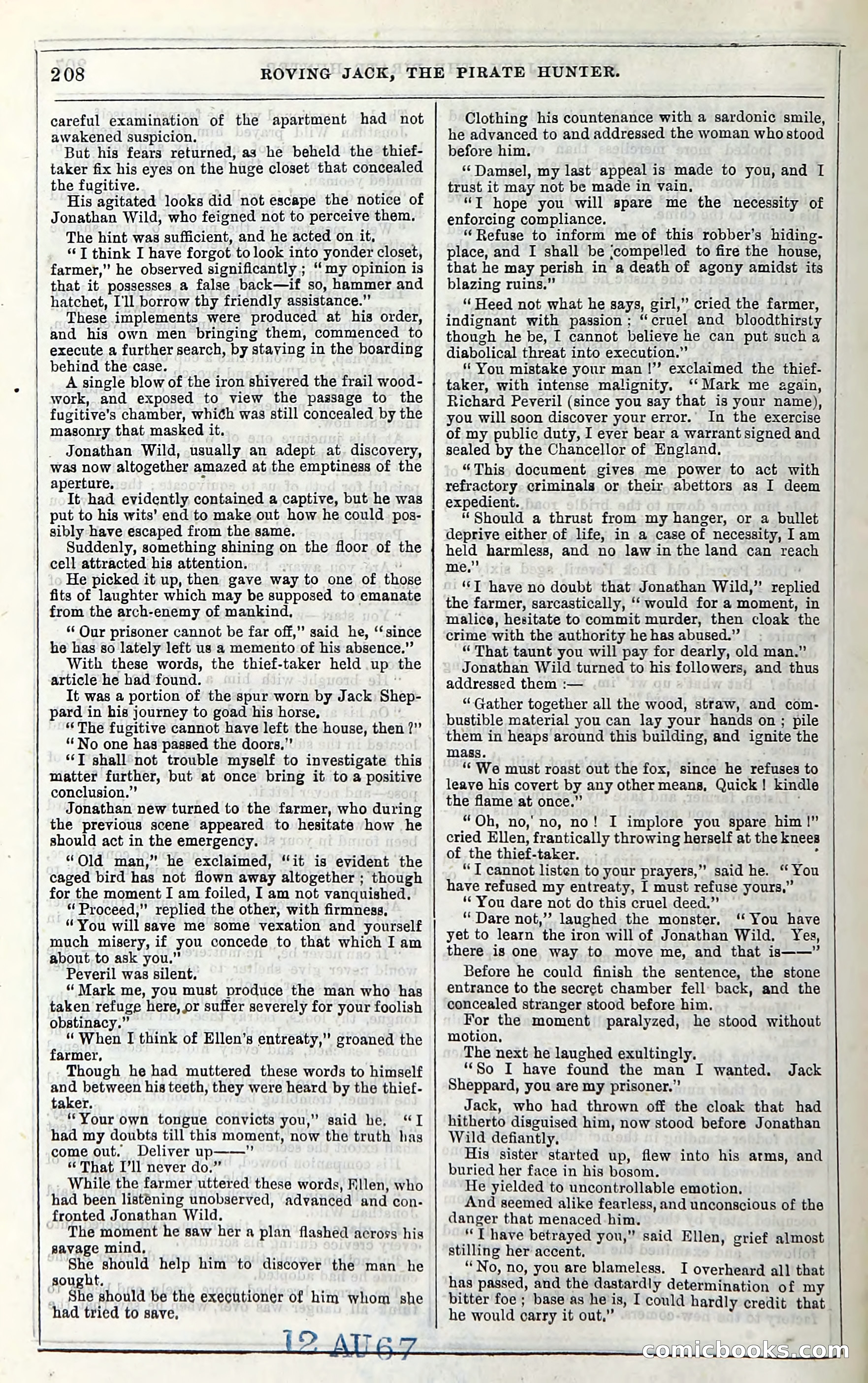 Roving Jack, The Pirate Hunter — page 188: Penny Dreadfuls, 1867
