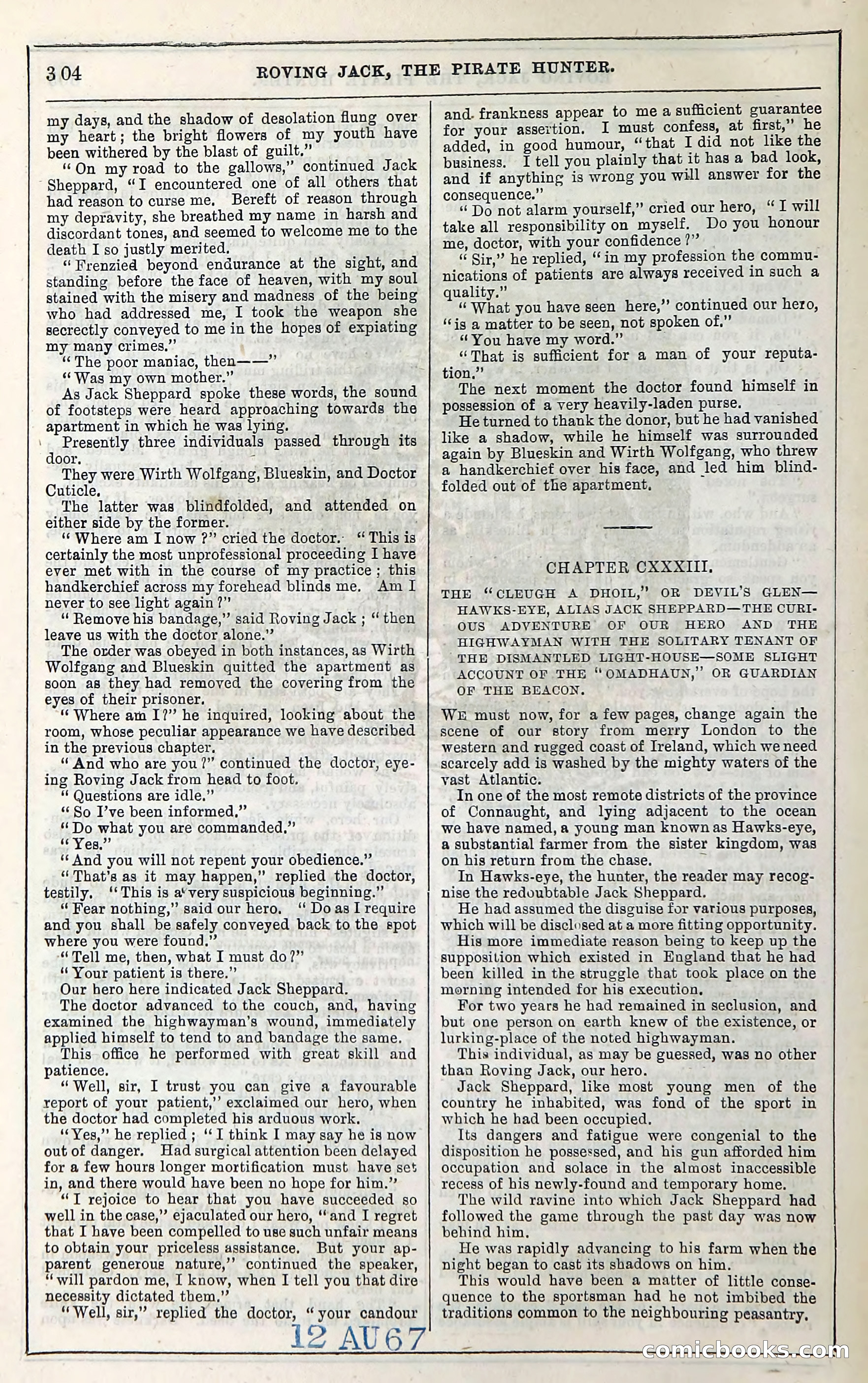 Roving Jack, The Pirate Hunter — page 284: Penny Dreadfuls, 1867
