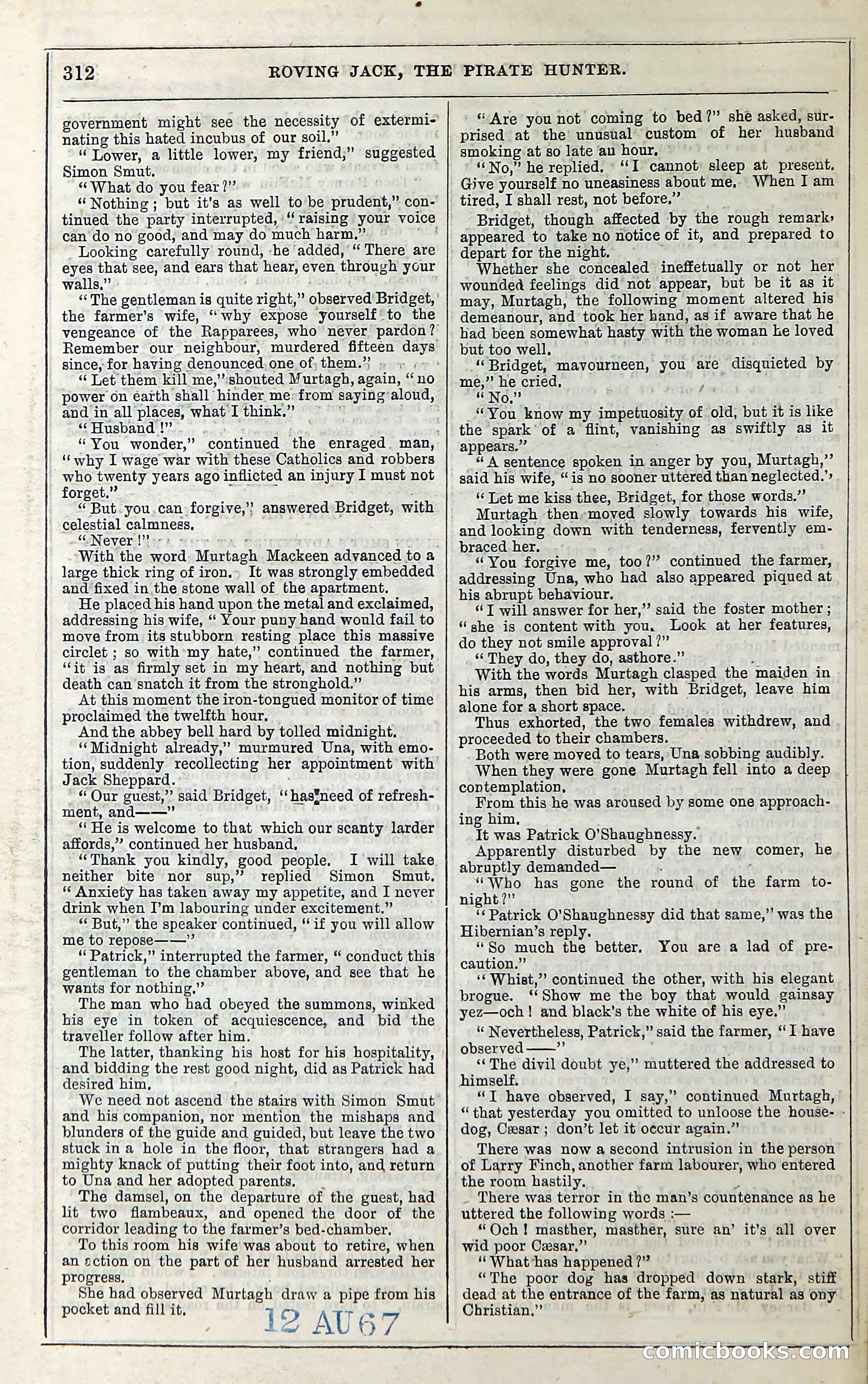 Roving Jack, The Pirate Hunter — page 292: Penny Dreadfuls, 1867