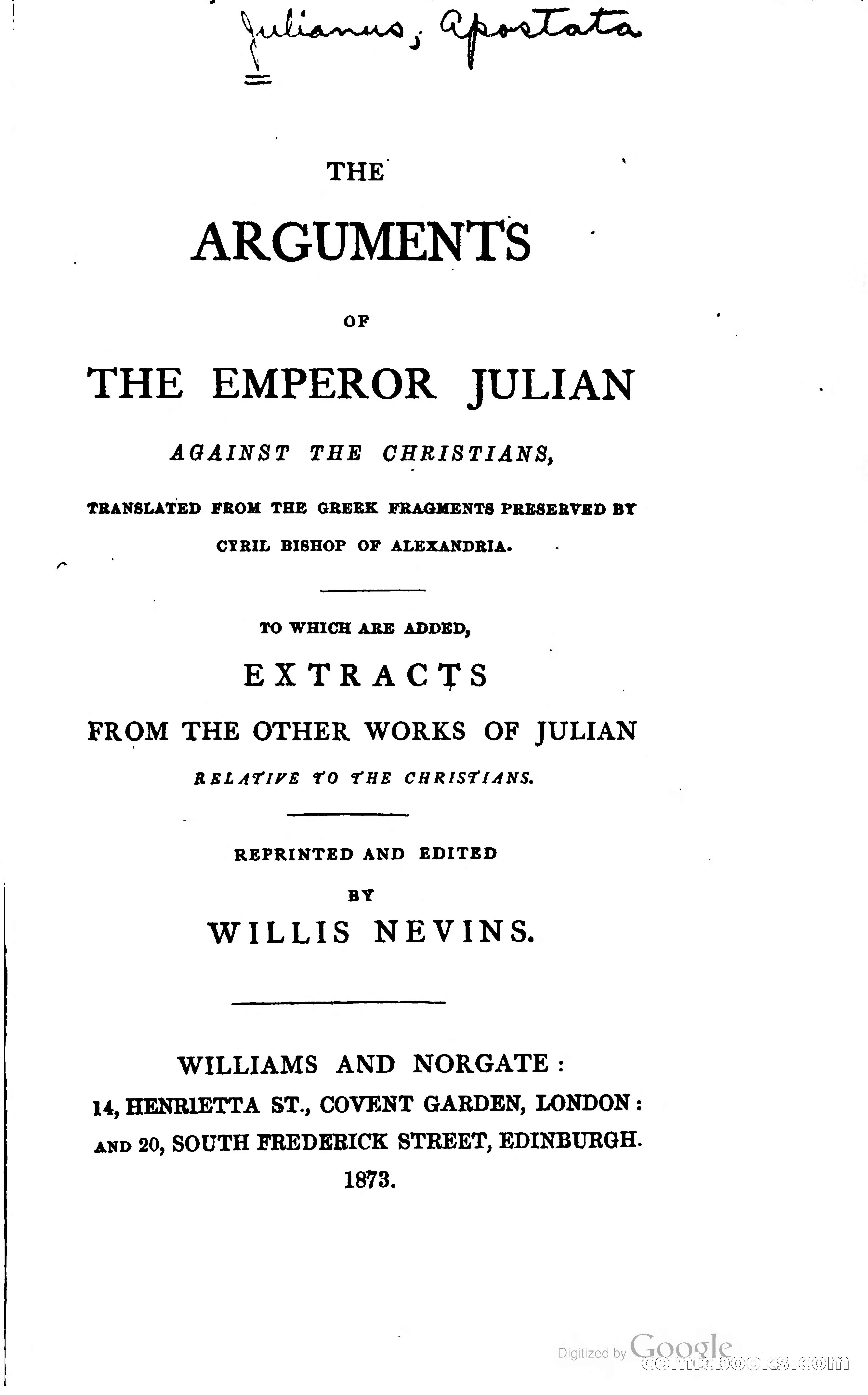 The Arguments of the Emperor Julian Against the Christians — page 8 of 118