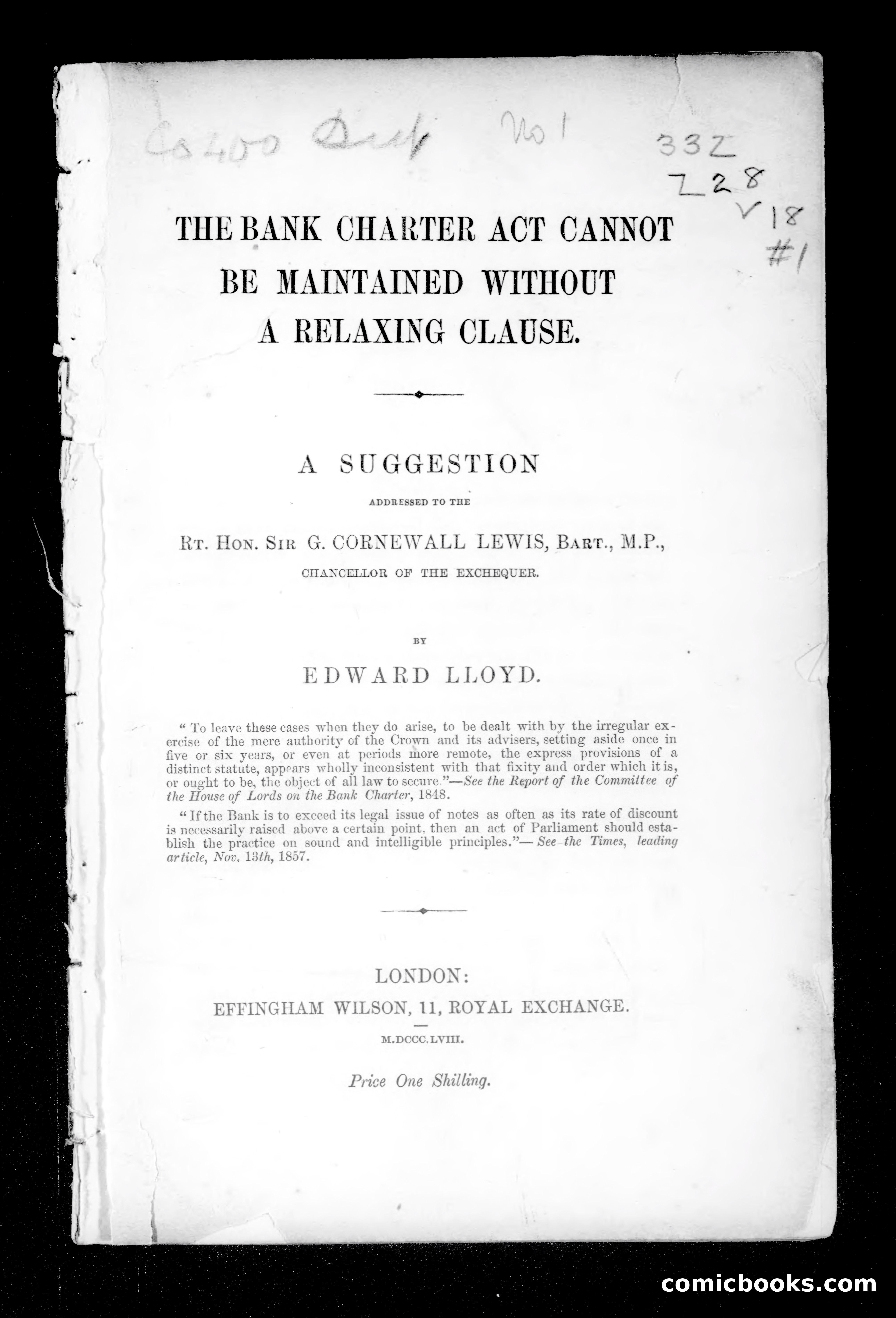 The Bank Charter Act cannot be maintained... — page 3: Penny Dreadfuls, 1858