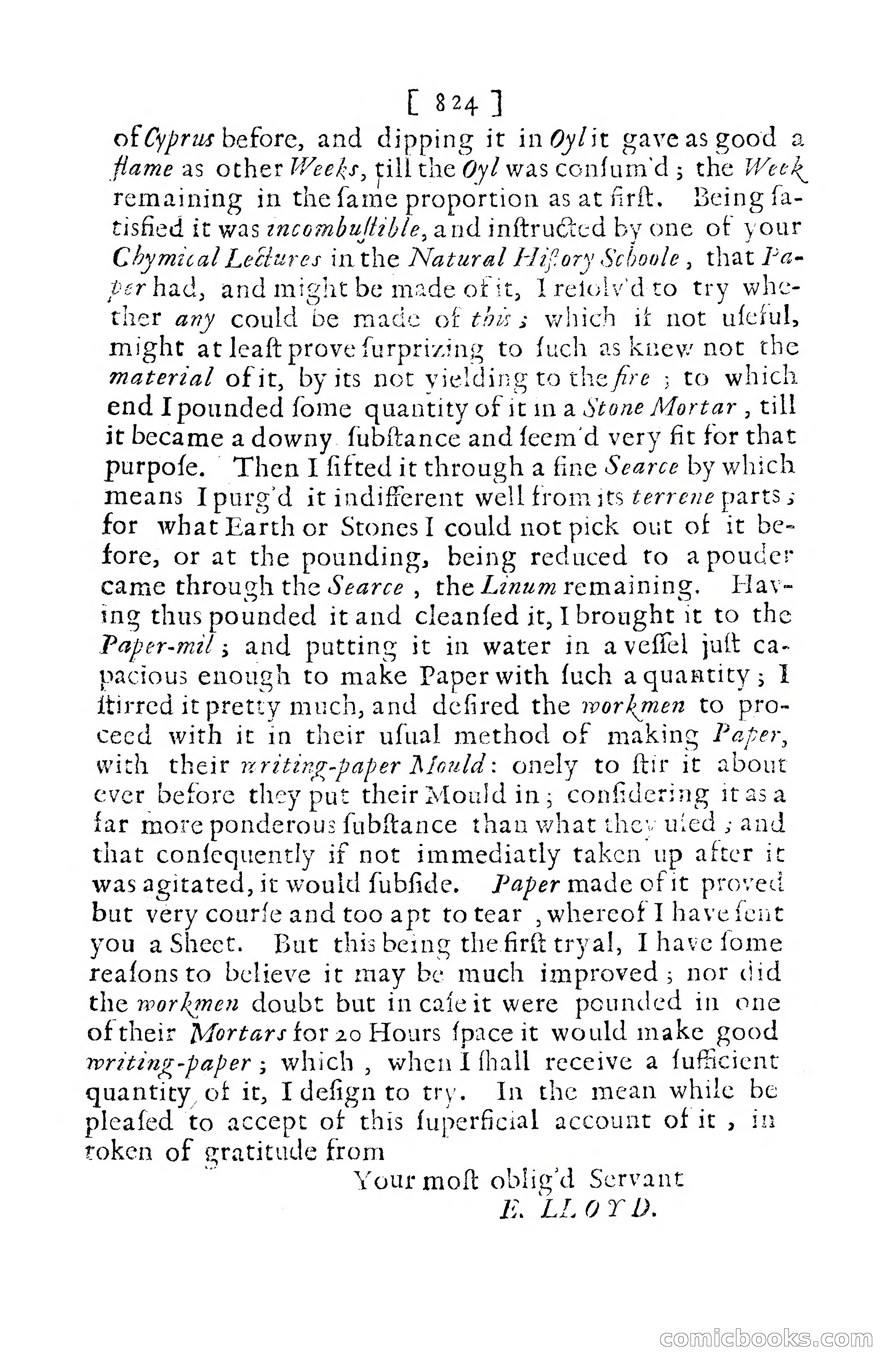 An Account of a Sort of Paper Made of Linum Asbestinum Found in Wales — page 3: Penny Dreadfuls, 1684
