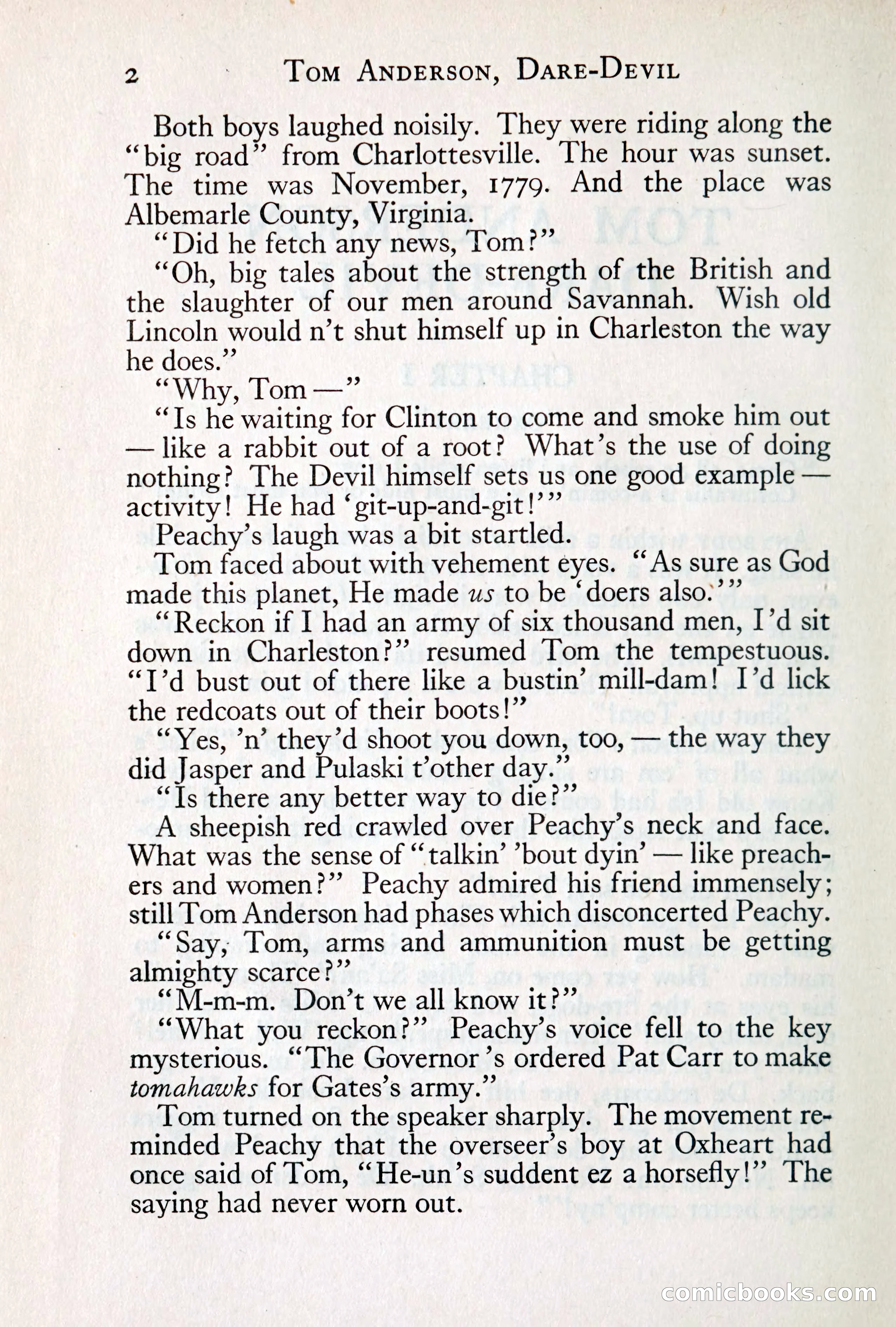 Tom Anderson, Dare-Devil: A Young Virginian in the Revolution — page 18: Penny Dreadfuls, 1916