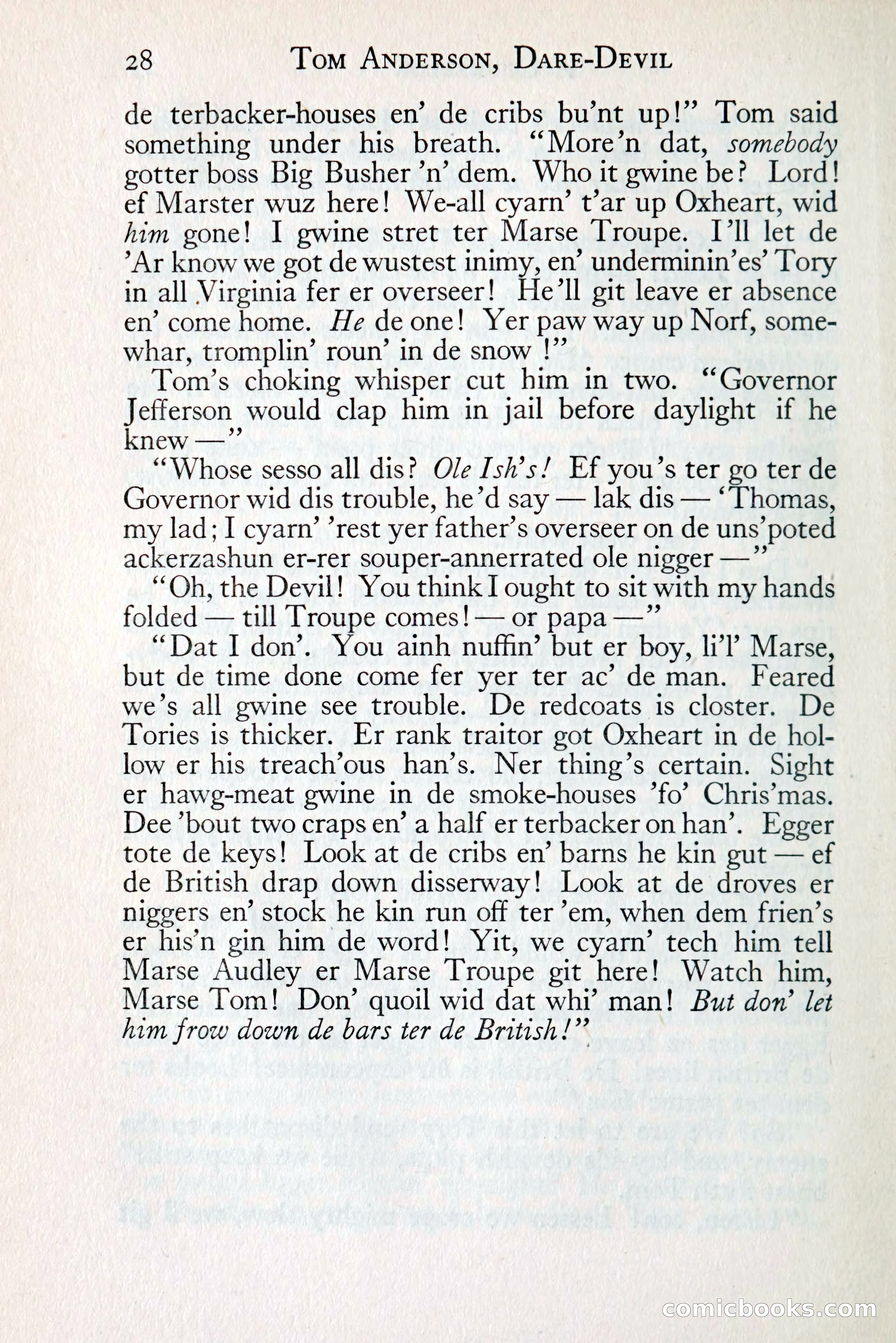 Tom Anderson, Dare-Devil: A Young Virginian in the Revolution — page 44: Penny Dreadfuls, 1916