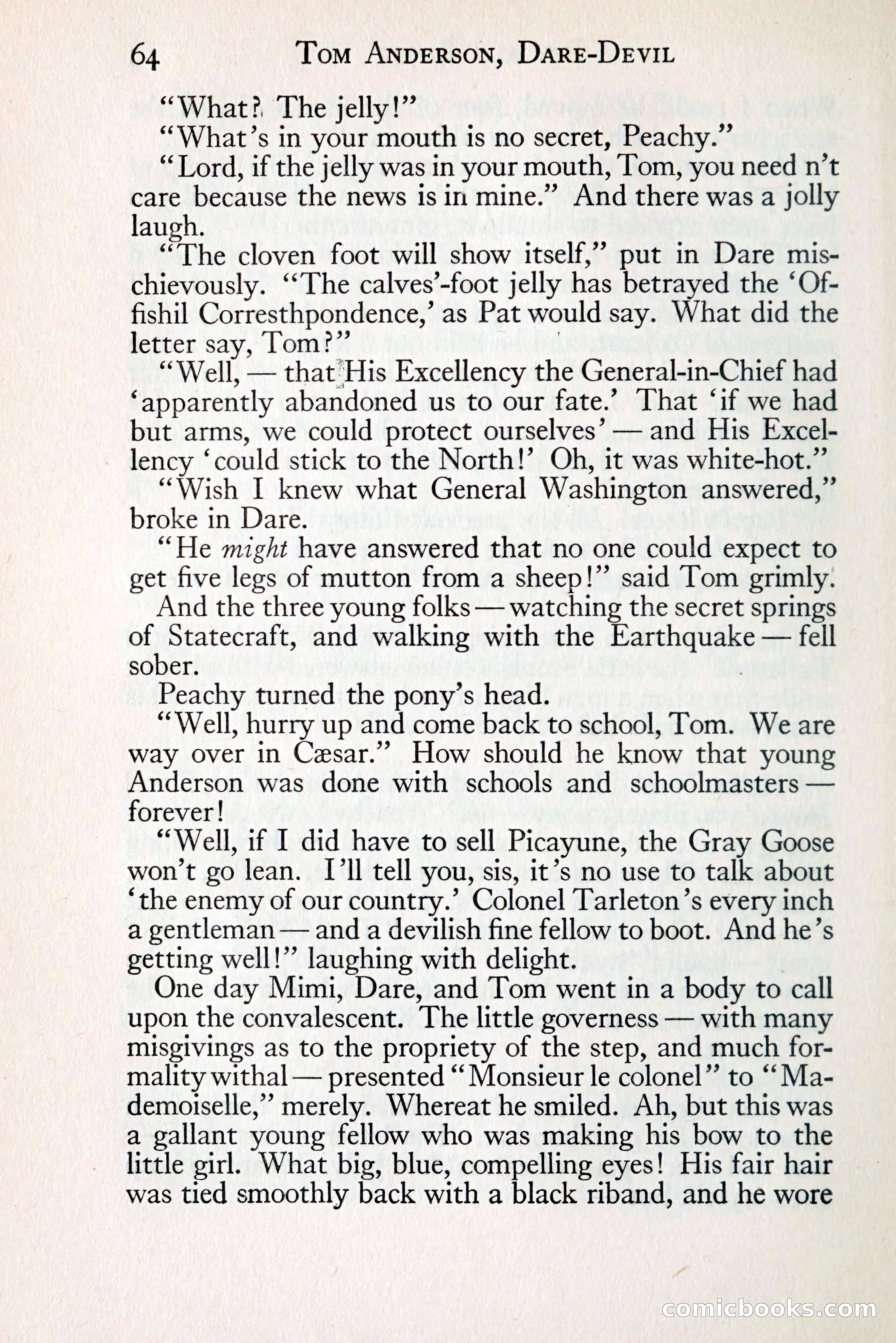Tom Anderson, Dare-Devil: A Young Virginian in the Revolution — page 80: Penny Dreadfuls, 1916