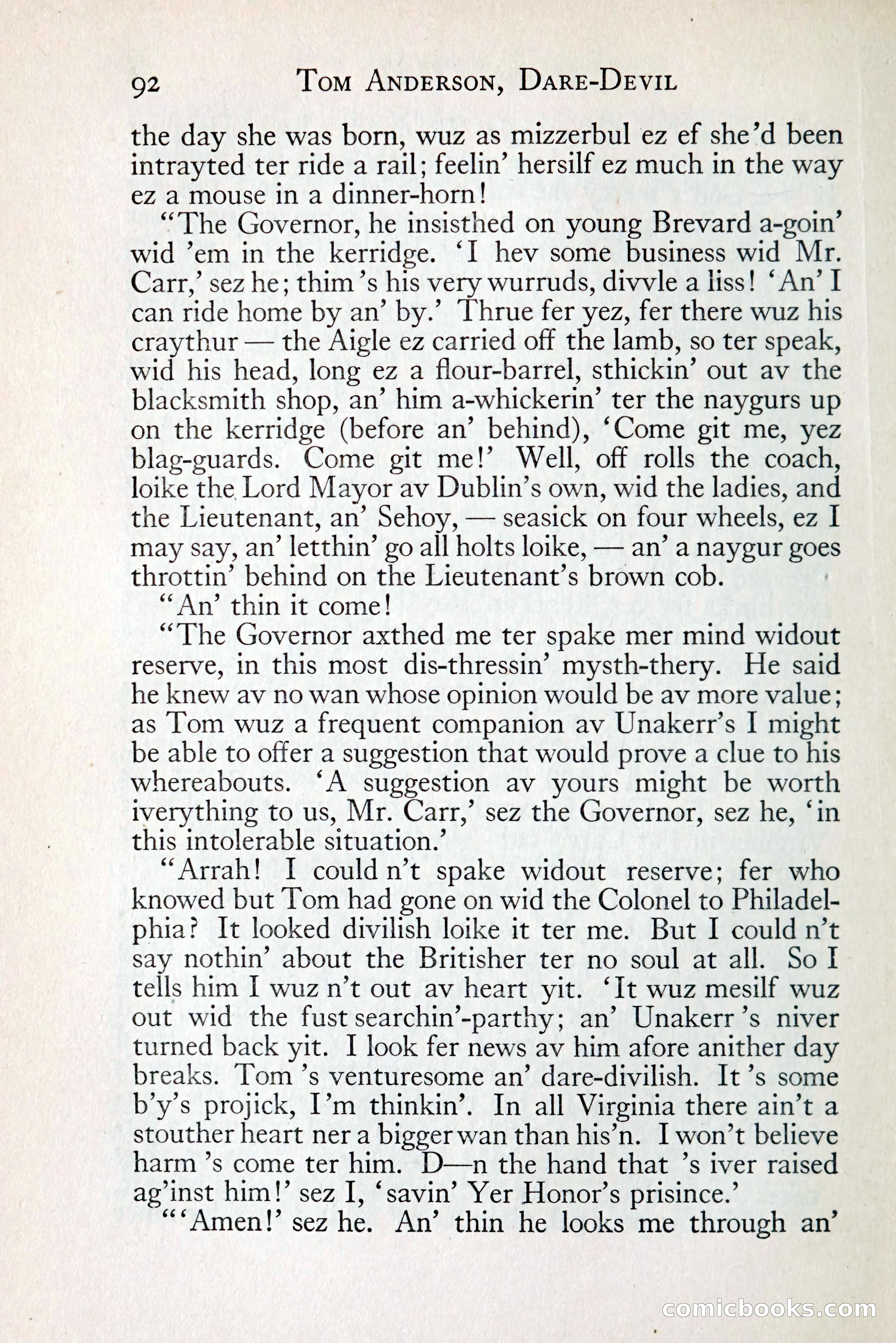 Tom Anderson, Dare-Devil: A Young Virginian in the Revolution — page 108: Penny Dreadfuls, 1916