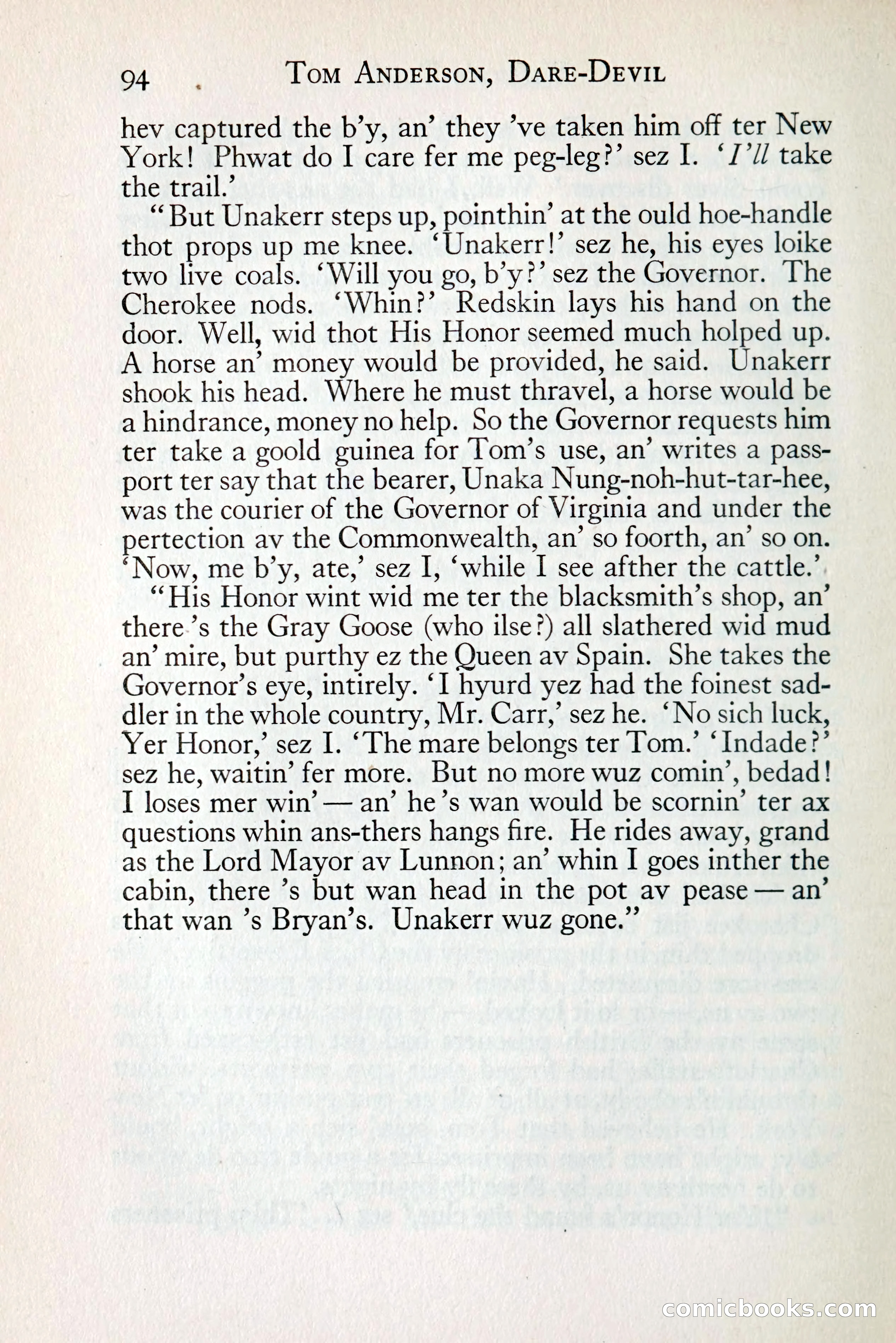 Tom Anderson, Dare-Devil: A Young Virginian in the Revolution — page 110: Penny Dreadfuls, 1916