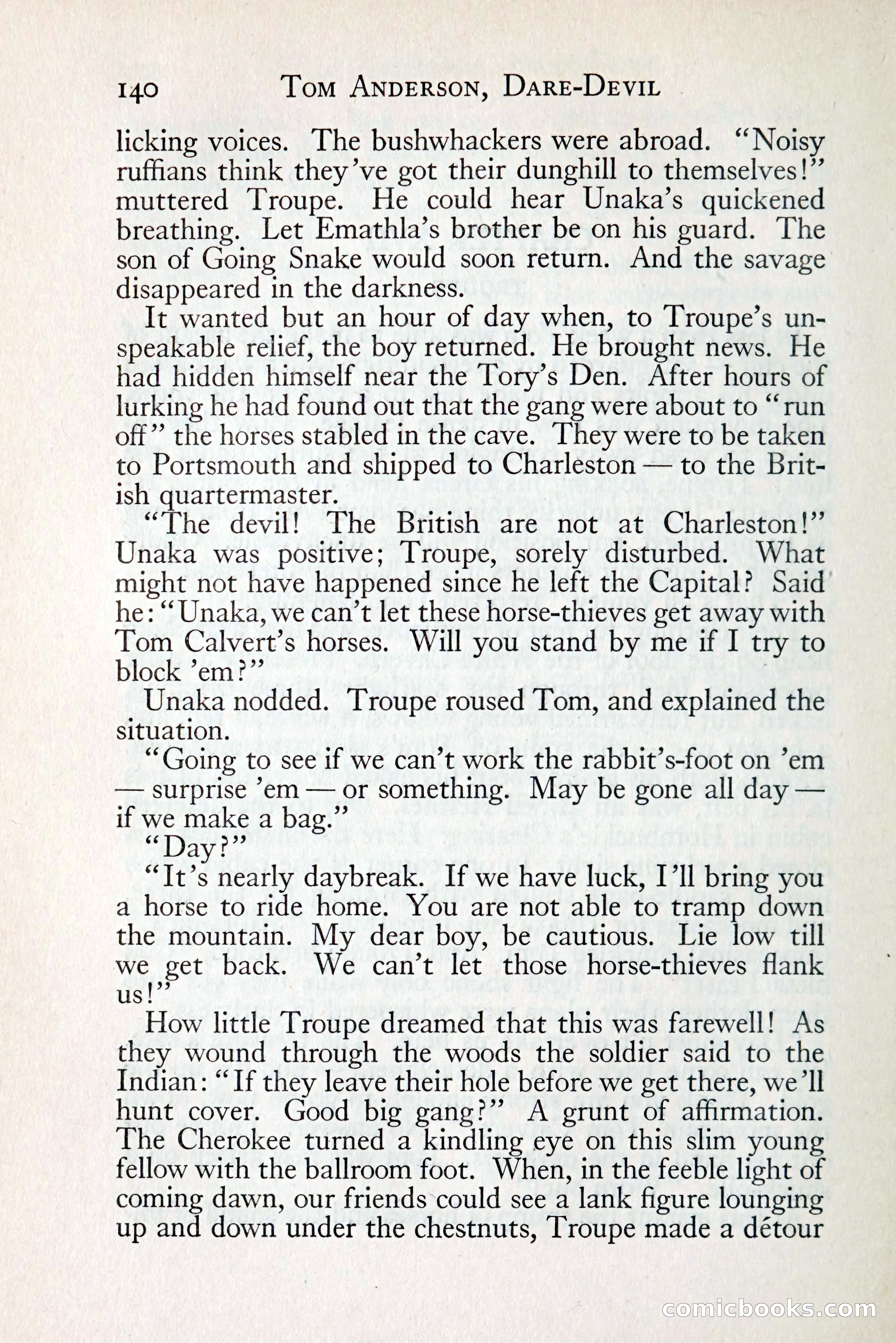 Tom Anderson, Dare-Devil: A Young Virginian in the Revolution — page 156: Penny Dreadfuls, 1916