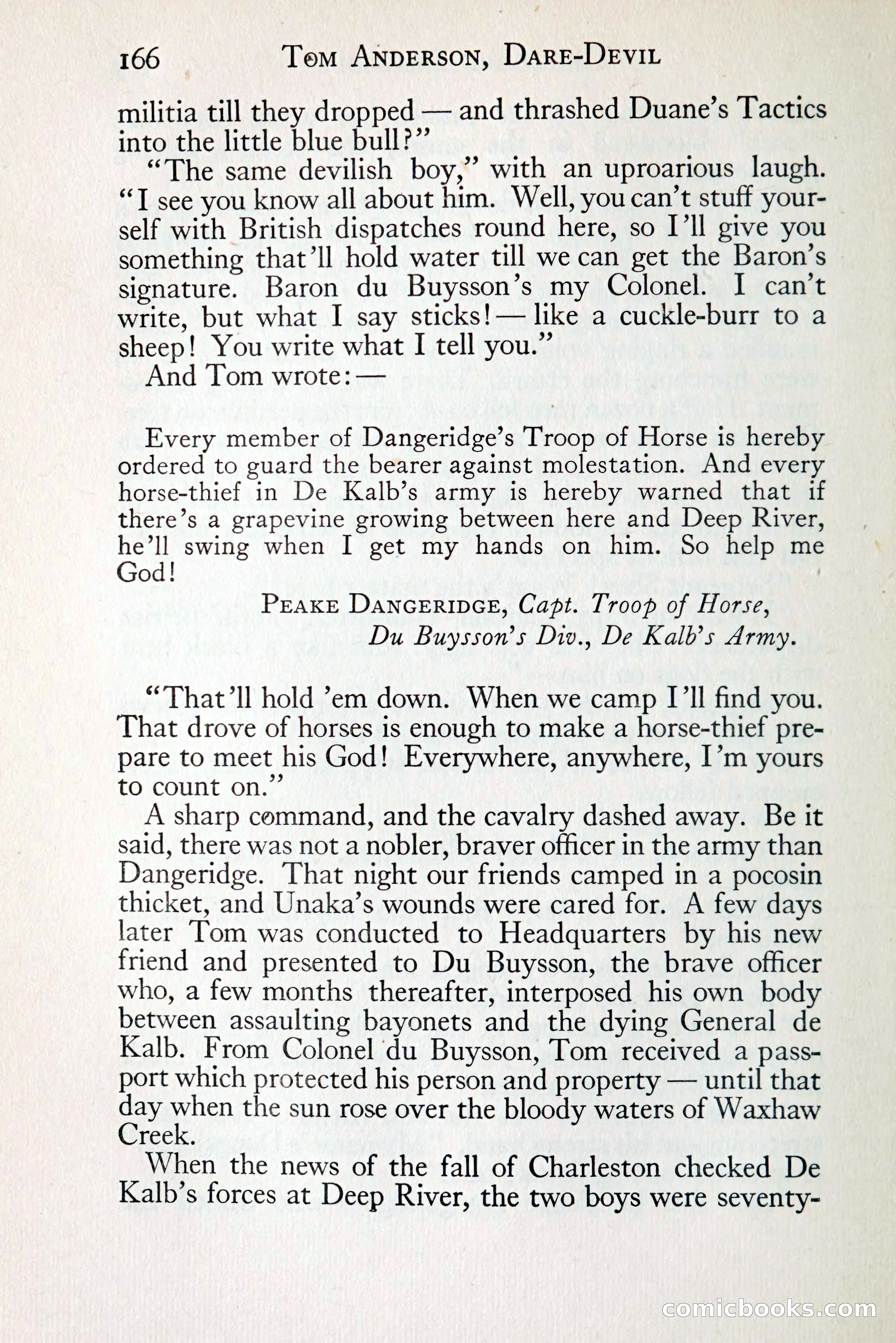 Tom Anderson, Dare-Devil: A Young Virginian in the Revolution — page 184: Penny Dreadfuls, 1916