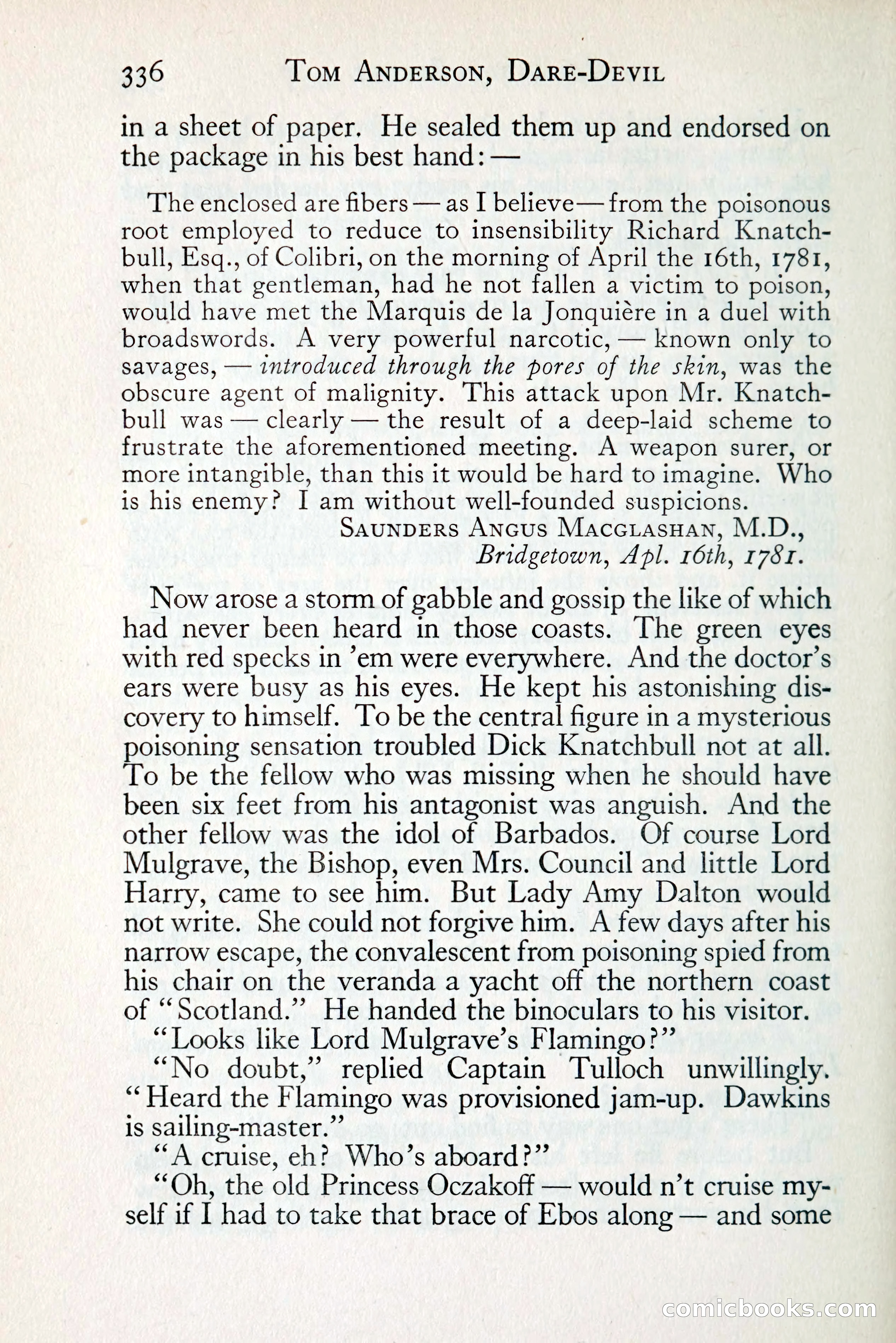 Tom Anderson, Dare-Devil: A Young Virginian in the Revolution — page 356: Penny Dreadfuls, 1916