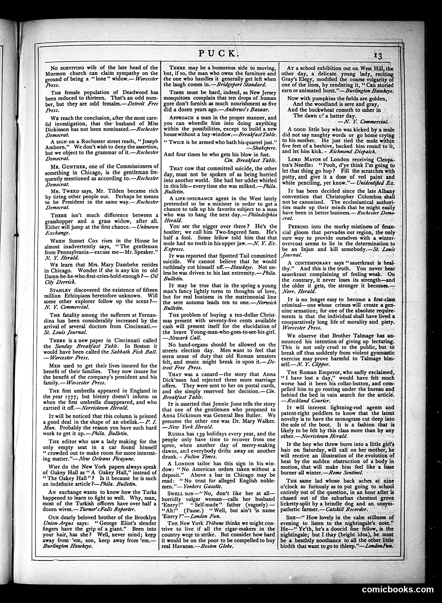Puck — November 14, 1877 — page 13