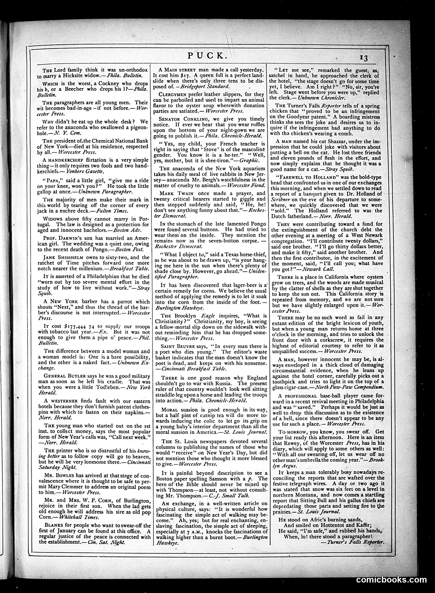 Puck — January 16, 1878 — page 13