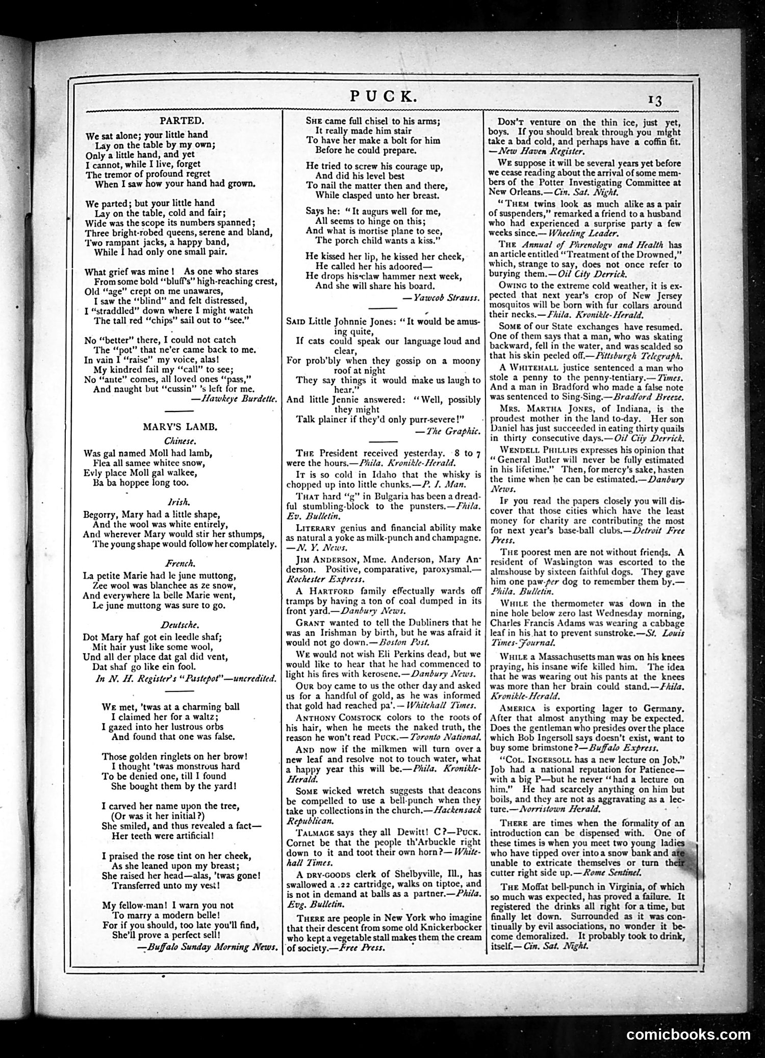 Puck — January 15, 1879 — page 13