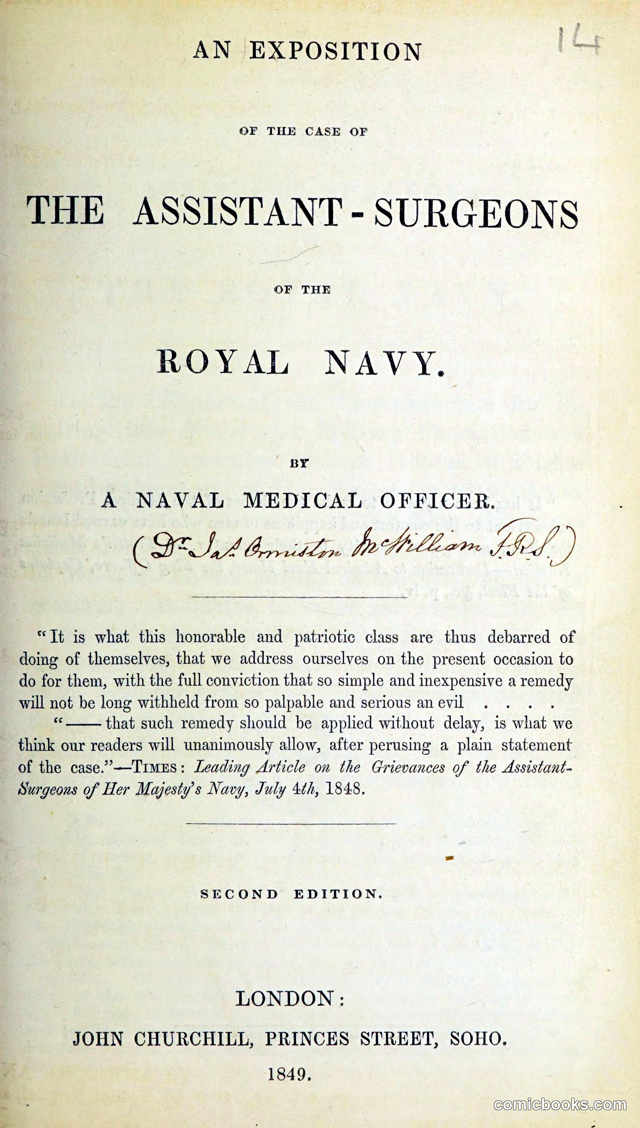 An Exposition of the Case of the Assistant-Surgeons of the Royal Navy