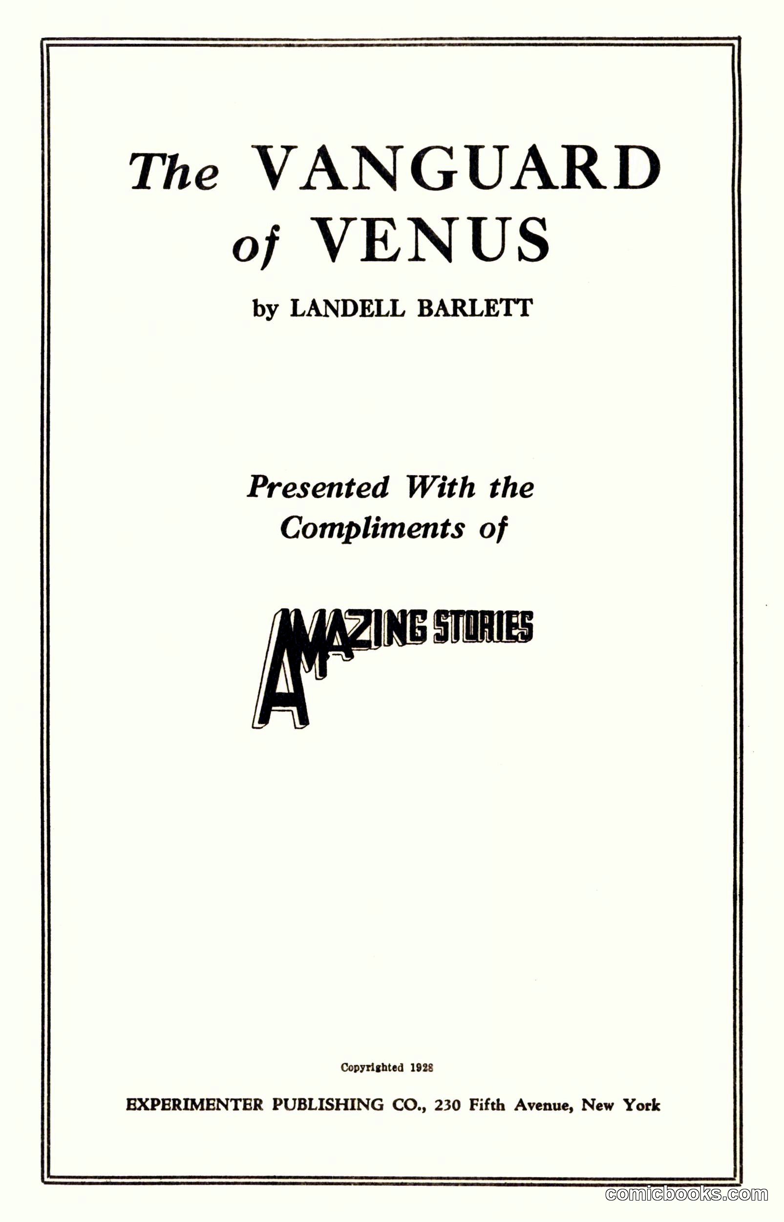 The Vanguard of Venus — Amazing Stories Promotional Booklet