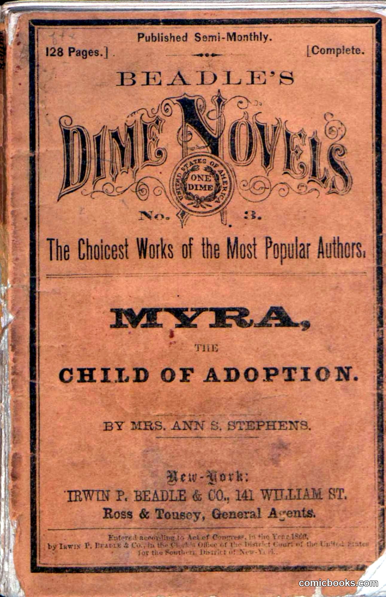 Beadle's Dime Novels No. 3: Myra, the Child of Adoption