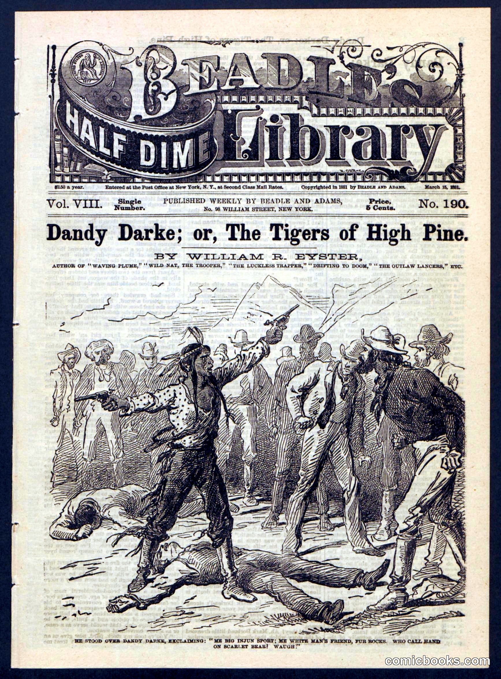 Beadle's Half Dime Library, No. 190