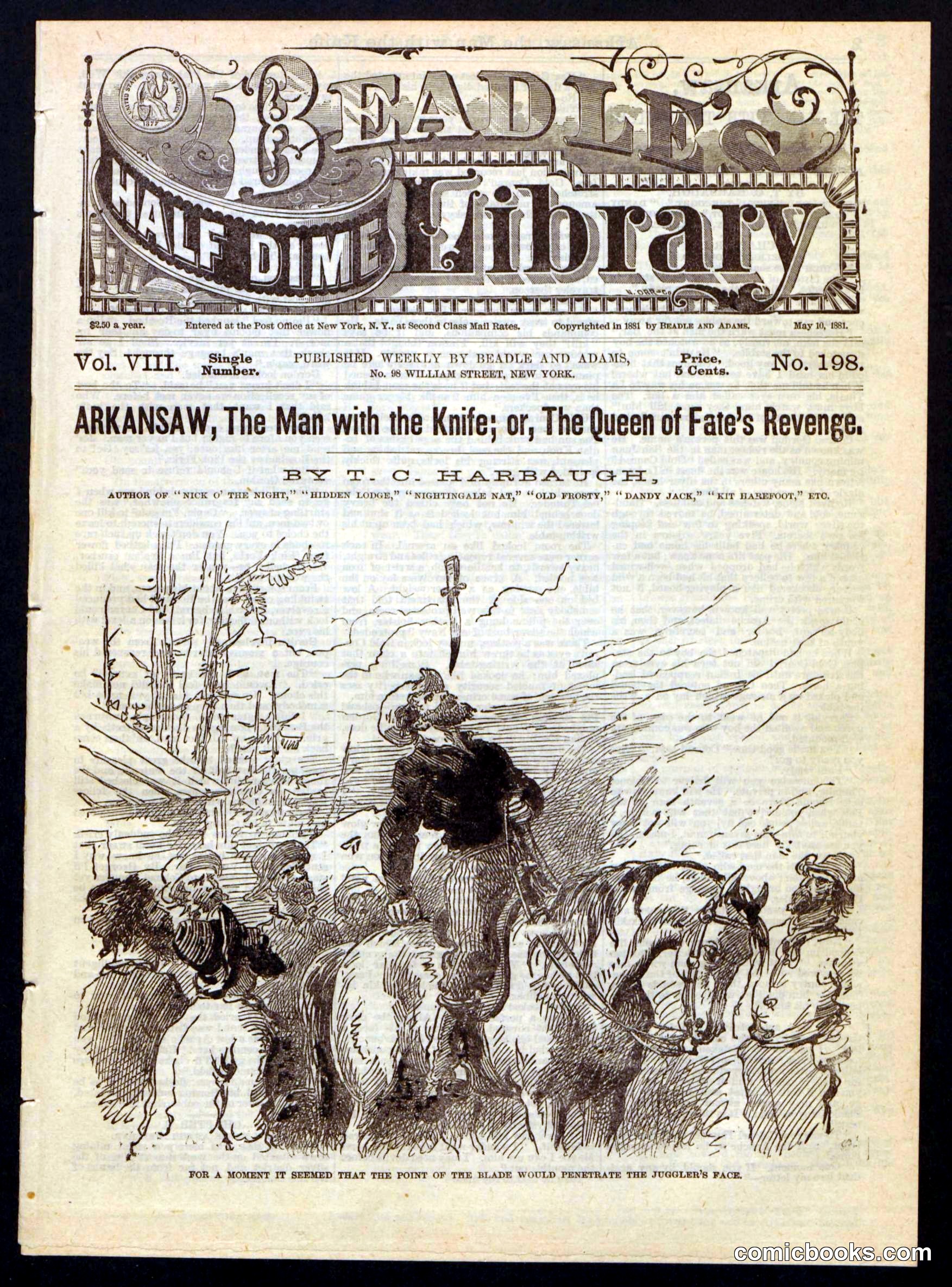 Beadle's Half Dime Library, No. 198