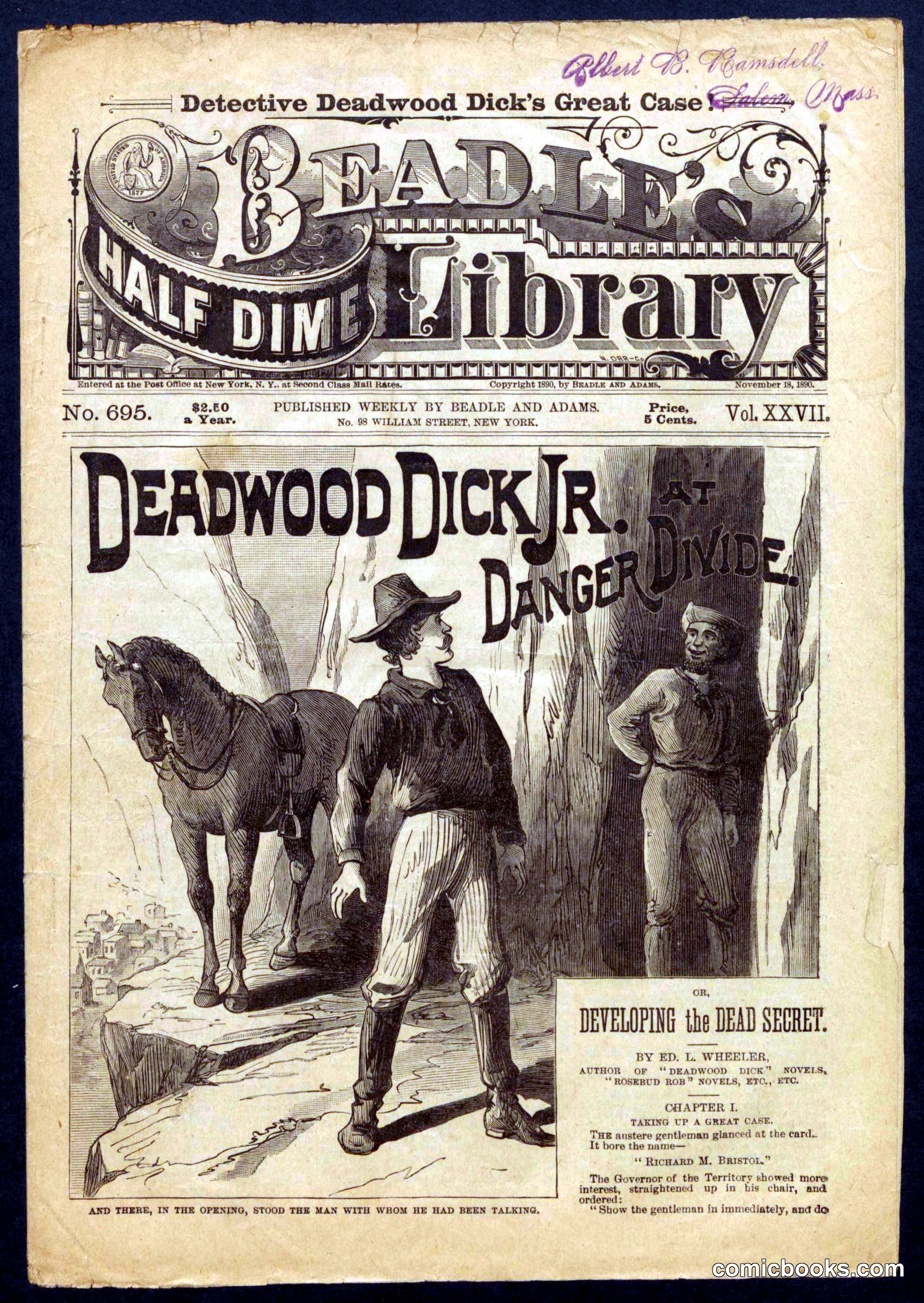 Beadle's Half Dime Library No. 695: Deadwood Dick, Jr. in Danger