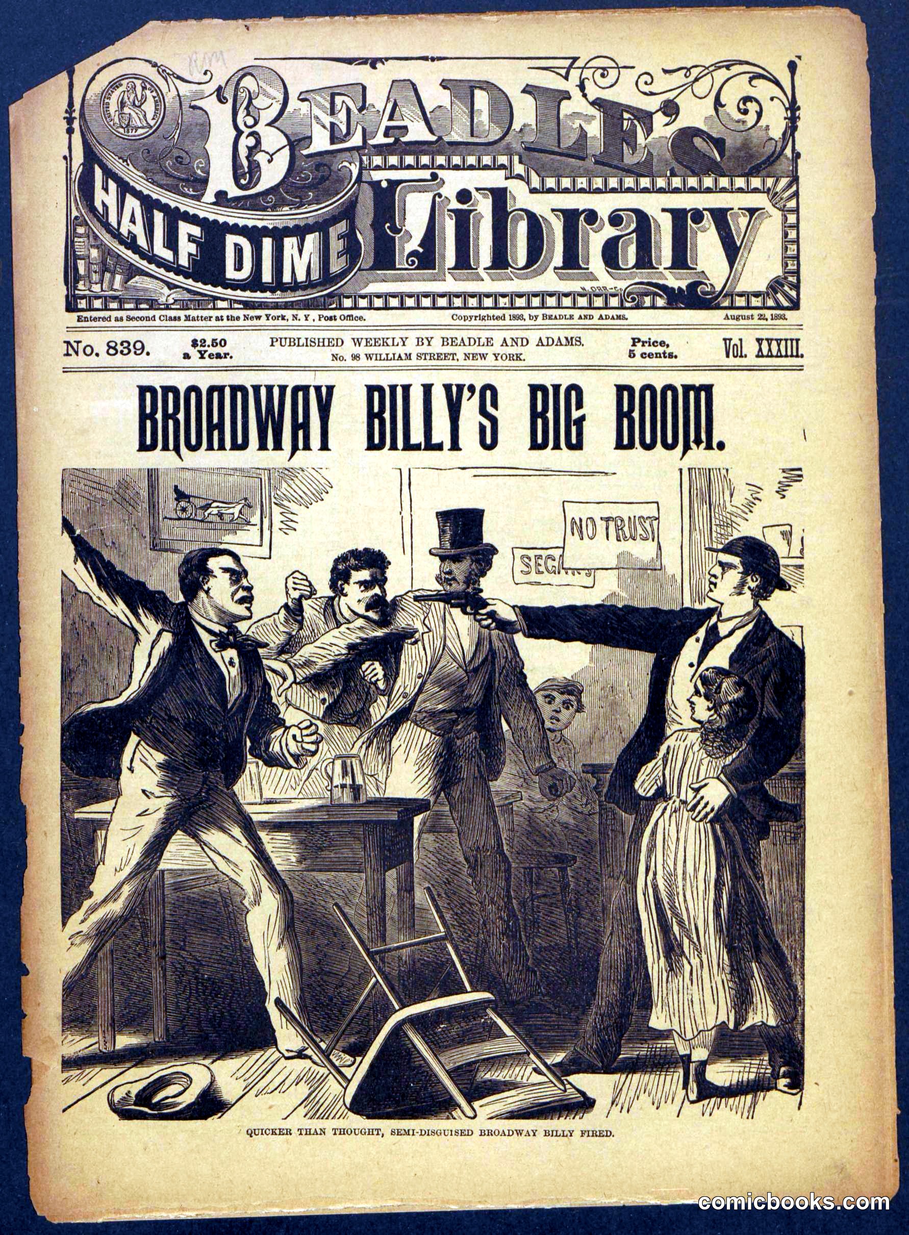 Beadle's Half Dime Library No. 839: Broadway Billy's Big Boom