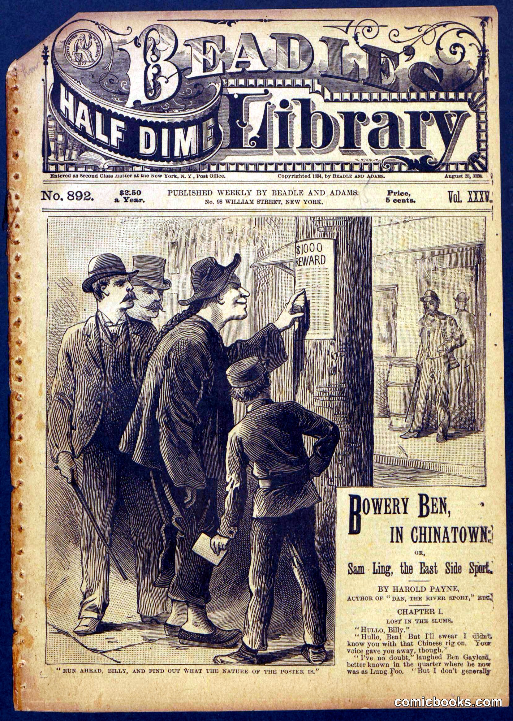 Beadle's Half Dime Library No. 892