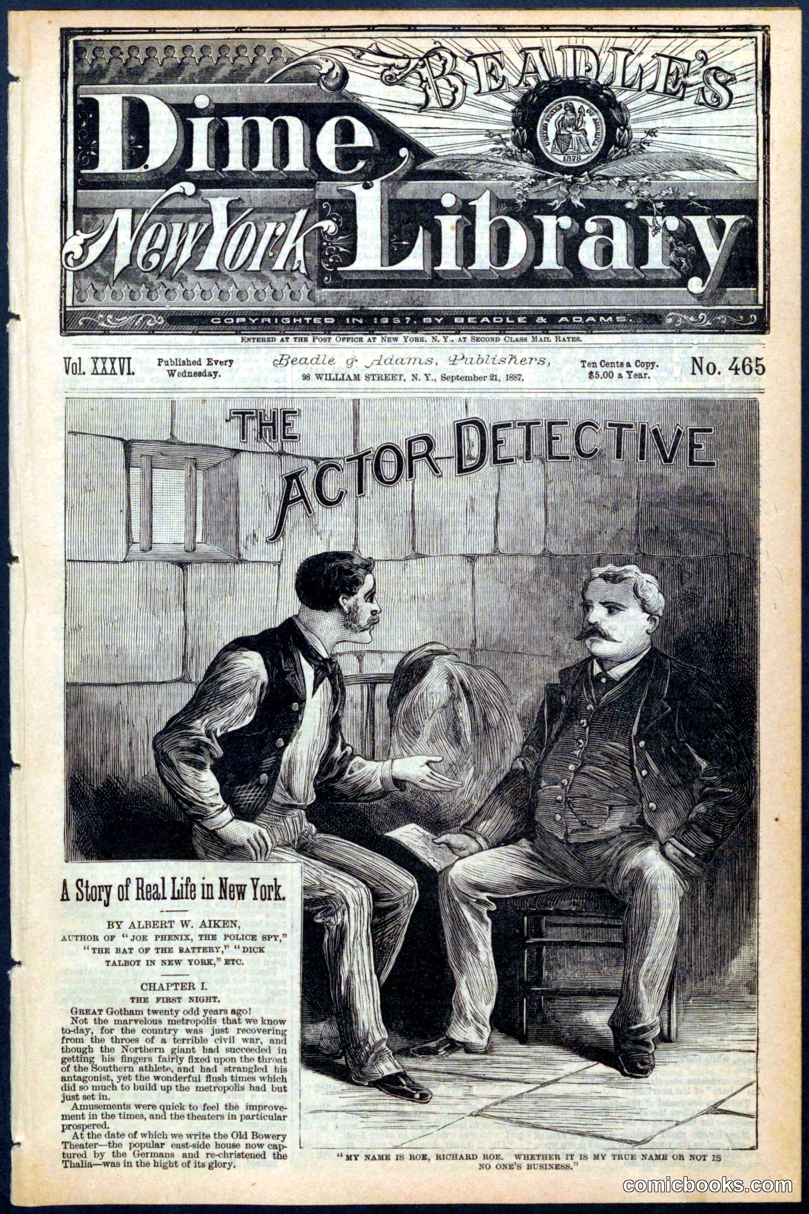 Beadle's Dime Library No. 465: The Actor Detective