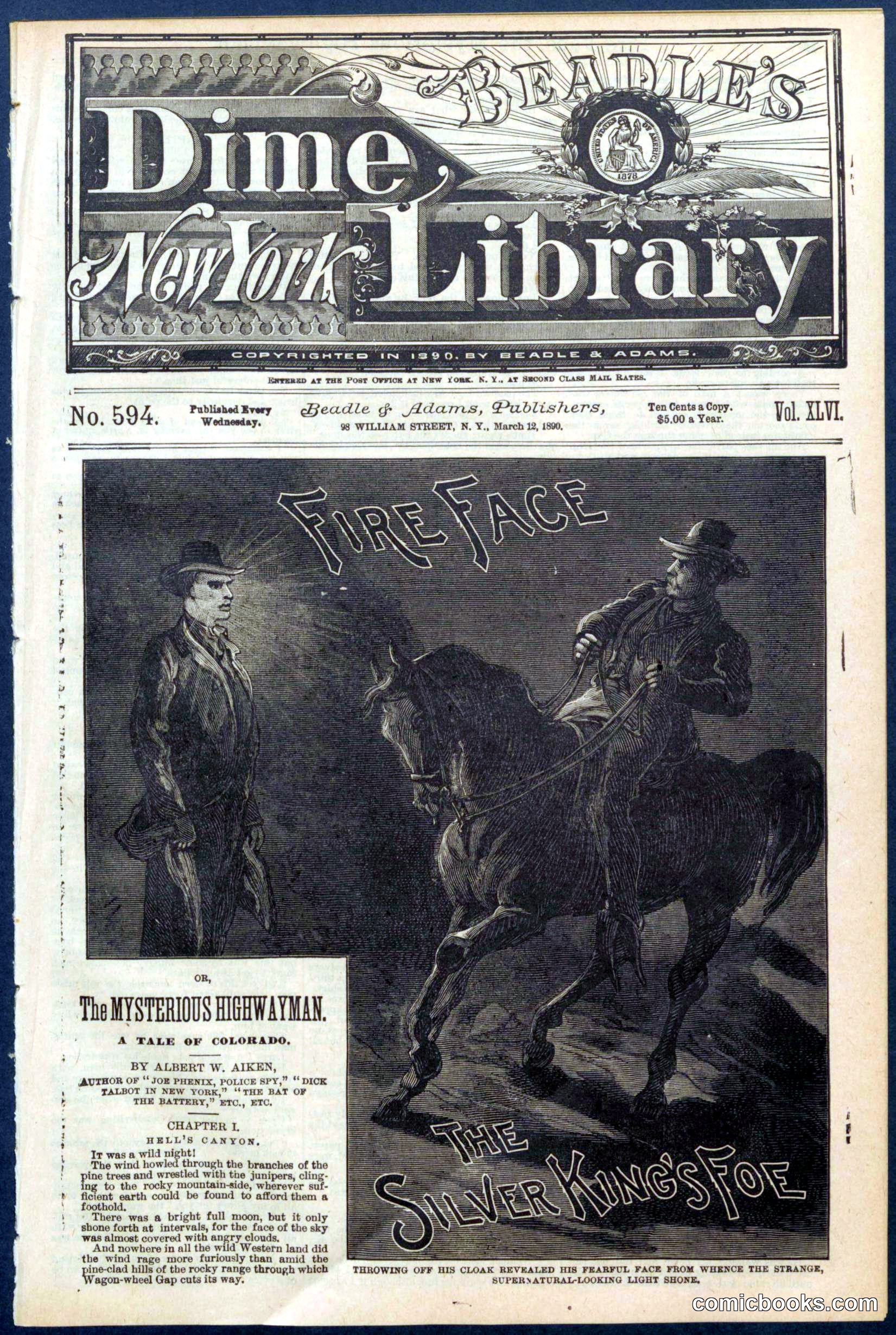 Beadle's New York Dime Library No. 594