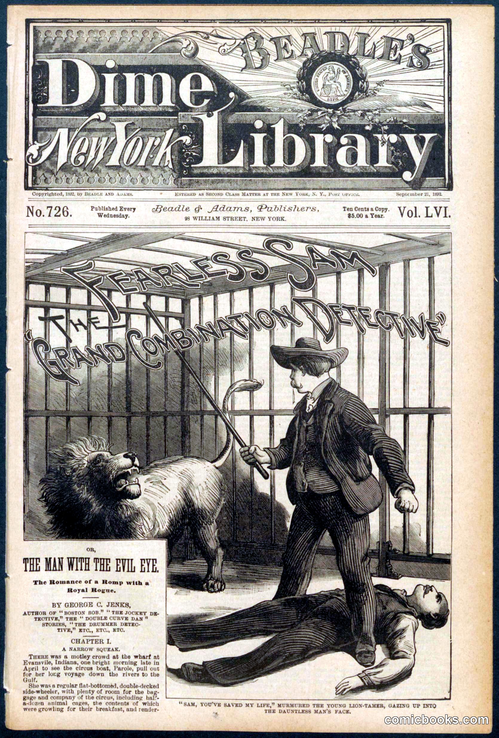 Beadle's New York Dime Library No. 726