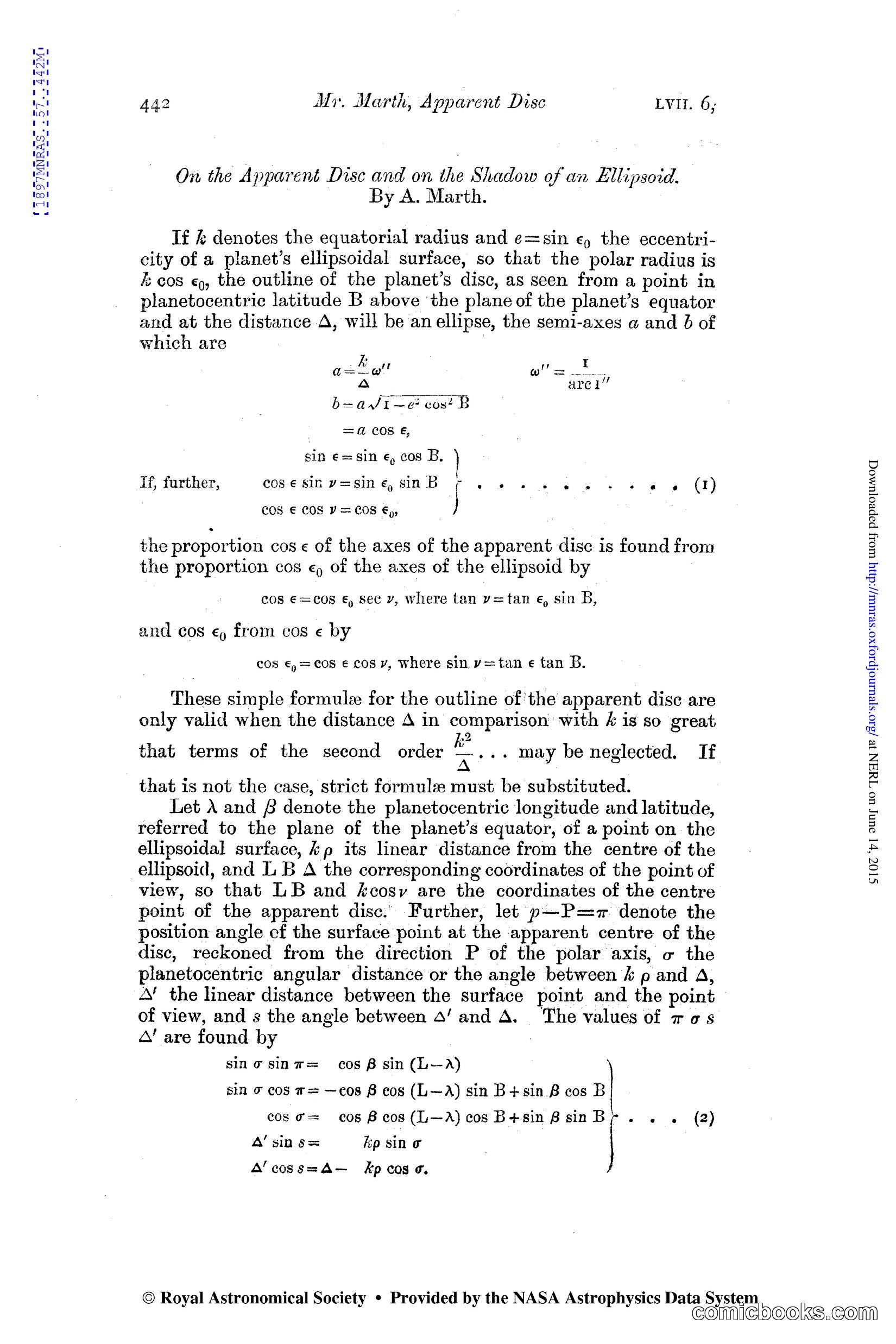 On the Apparent Disc and on the Shadow of an Ellipsoid