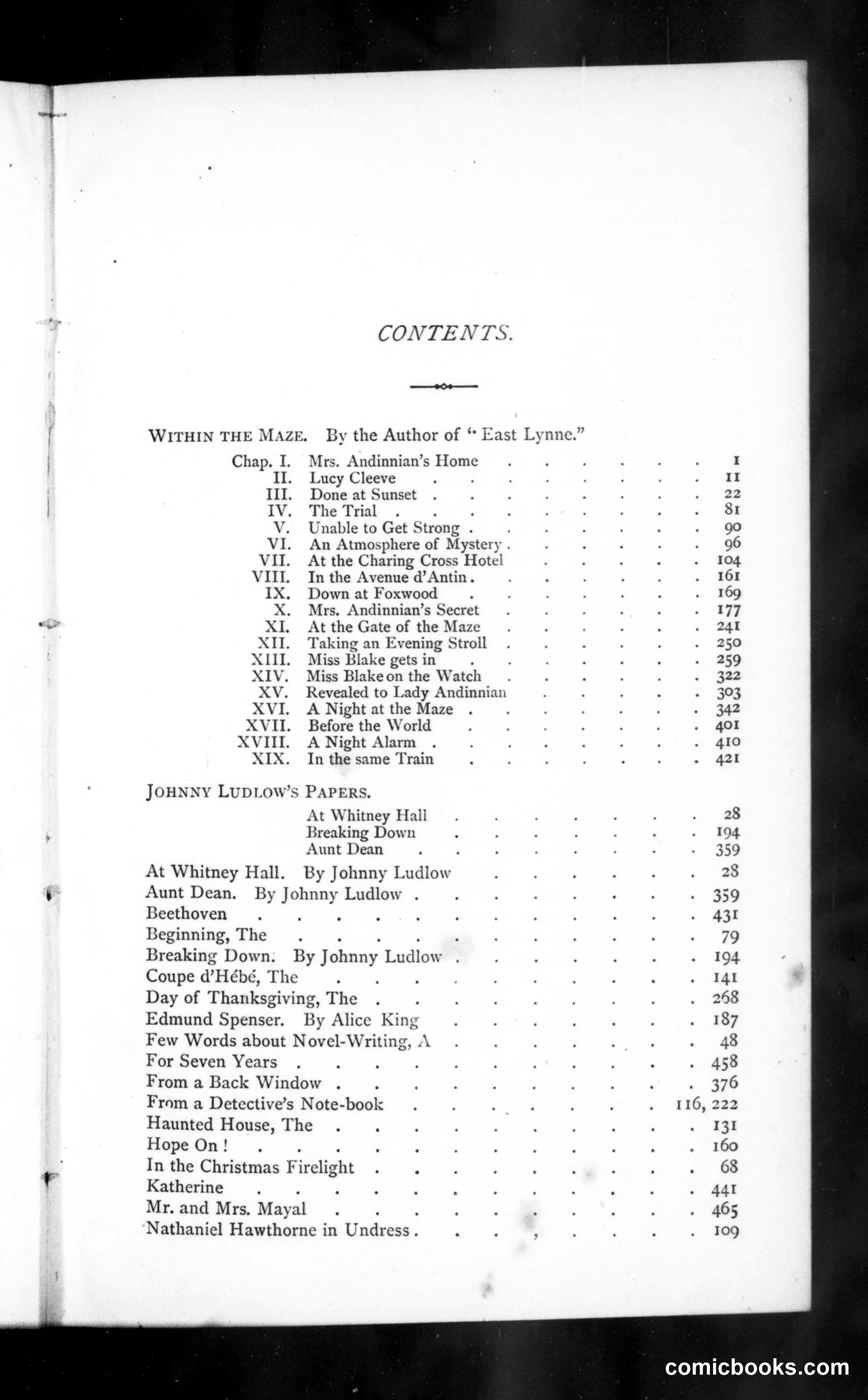 The Argosy, Vol. 13 (1872): Table of Contents
