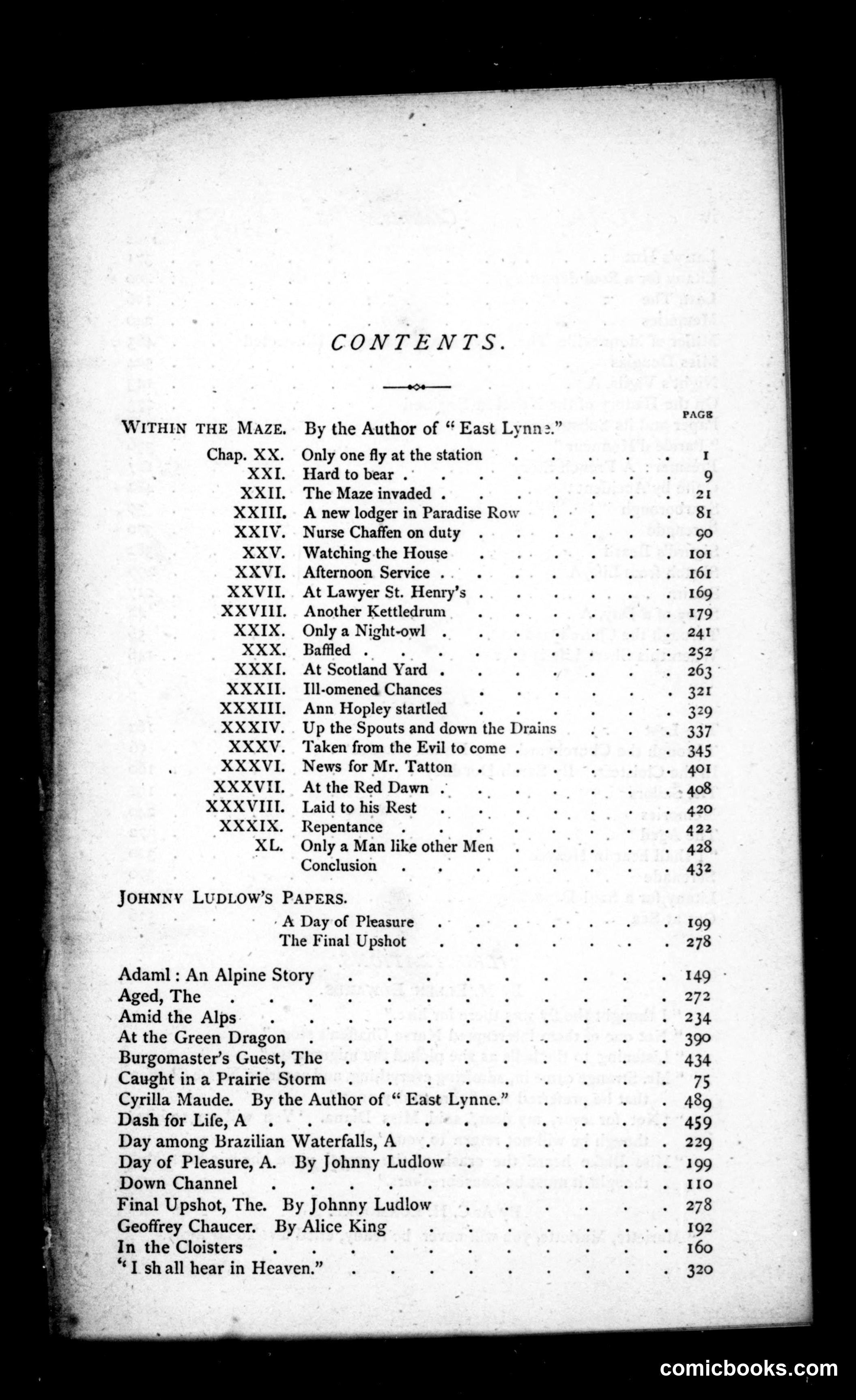The Argosy, Vol. 14 (1872): Table of Contents