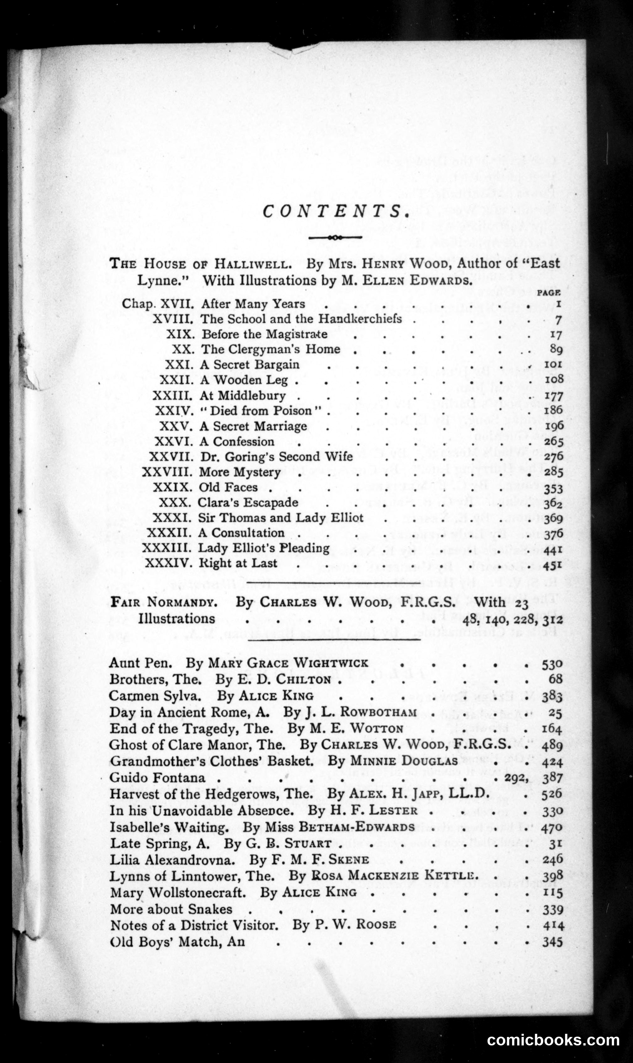 The Argosy, Vol. 50 (1890): Table of Contents