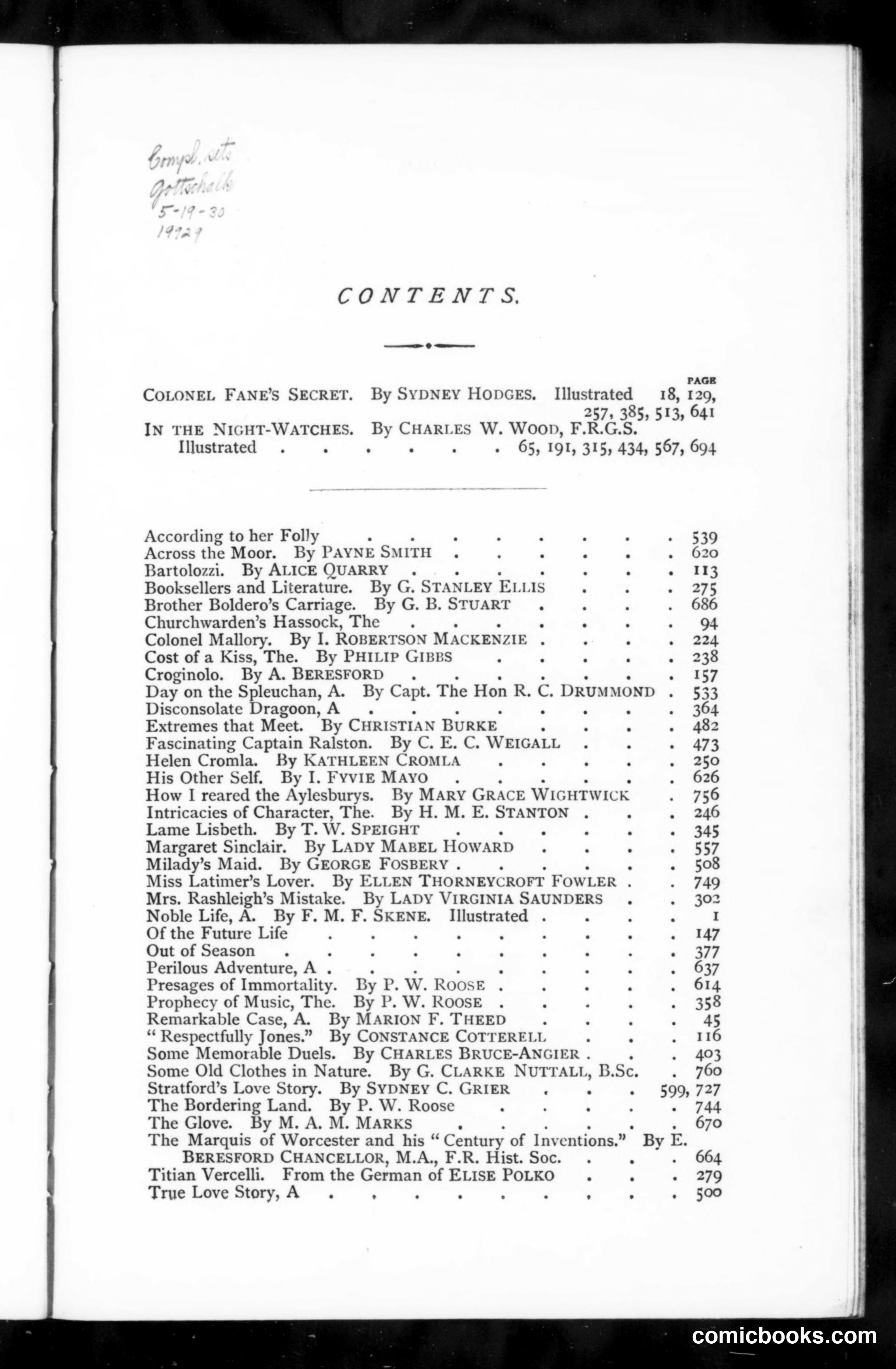 The Argosy, January–June 1898: Table of Contents