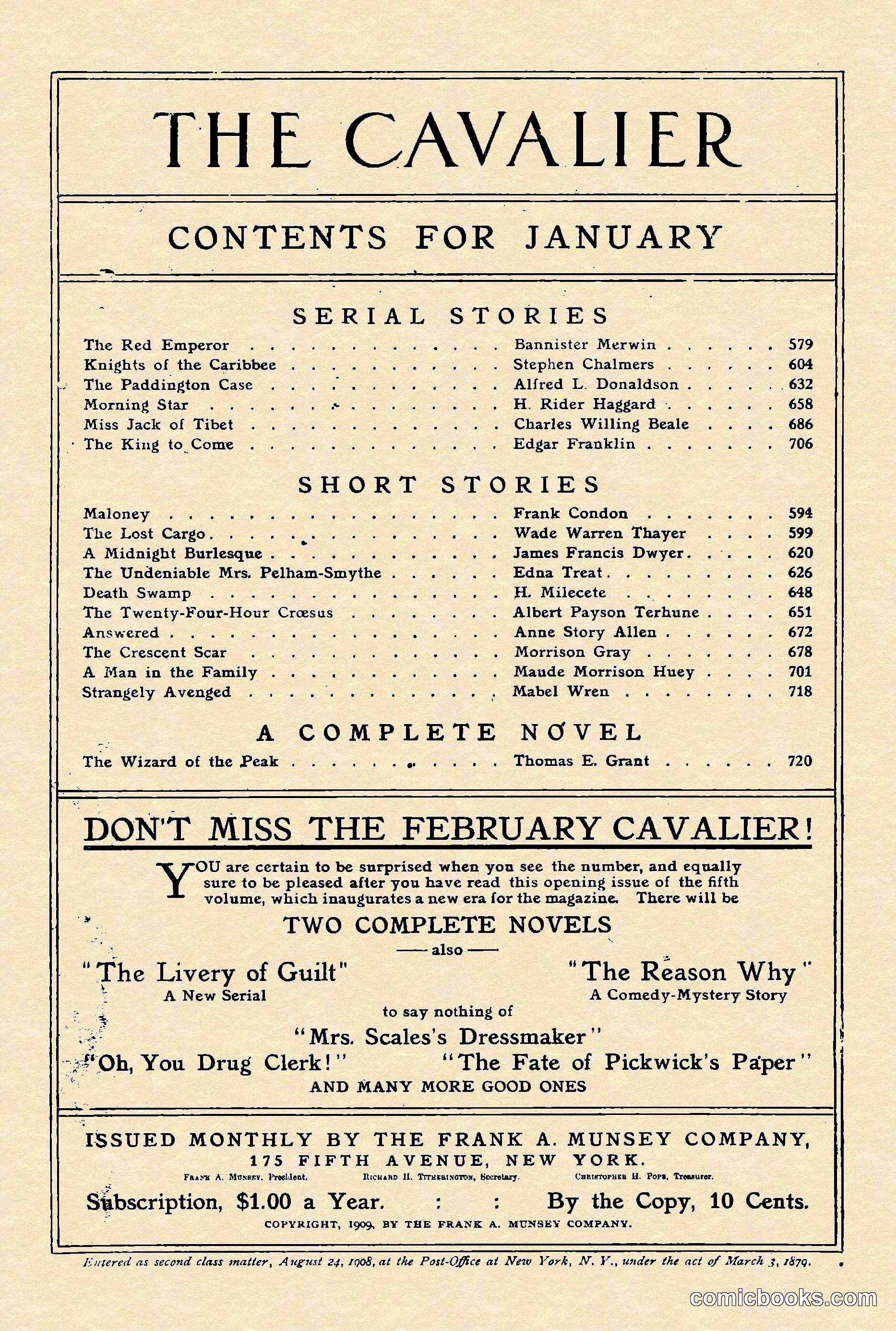 The Cavalier, January 1910