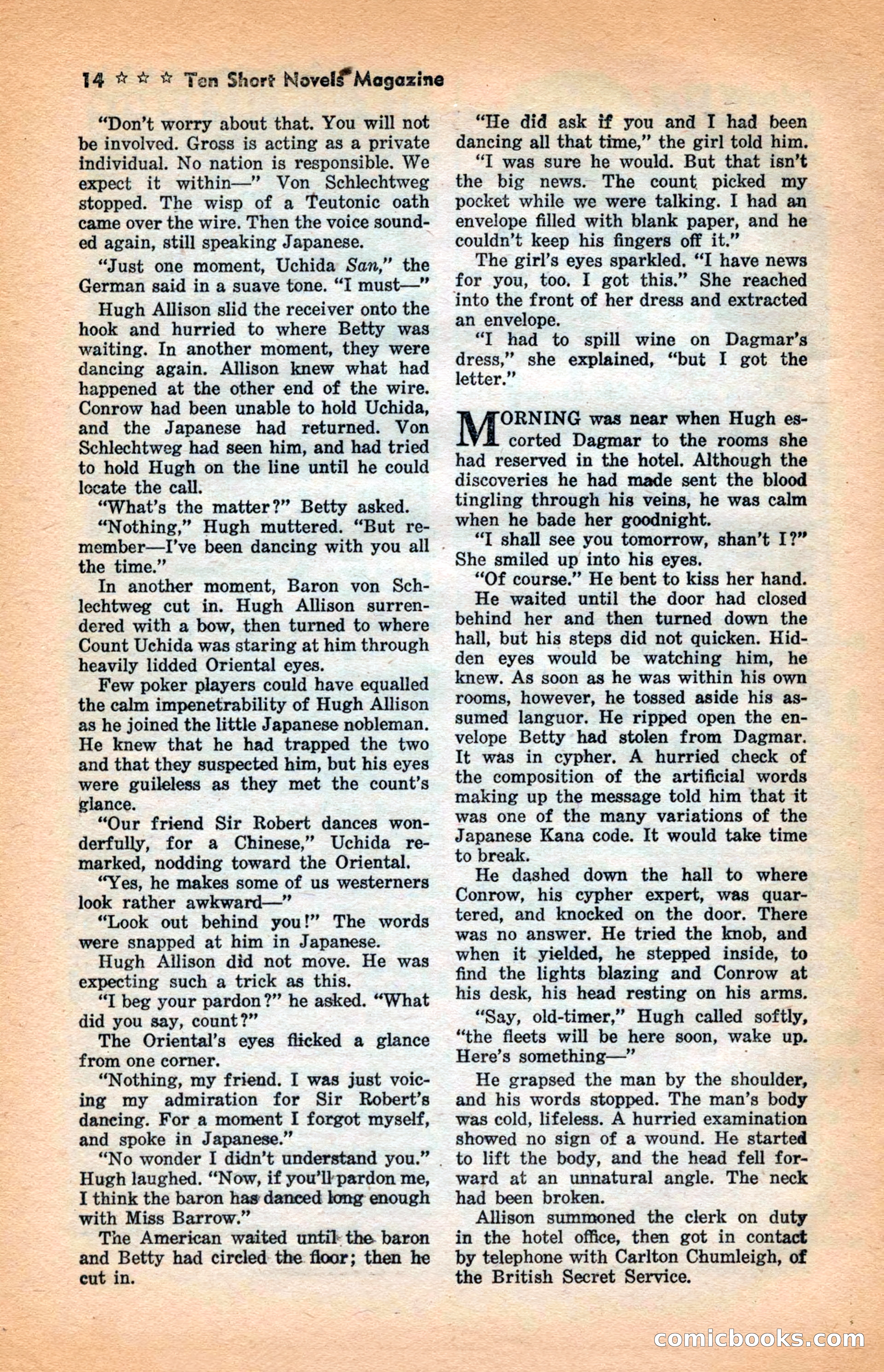 10 Short Novels Magazine — page 16: Pulp Fiction, 1938