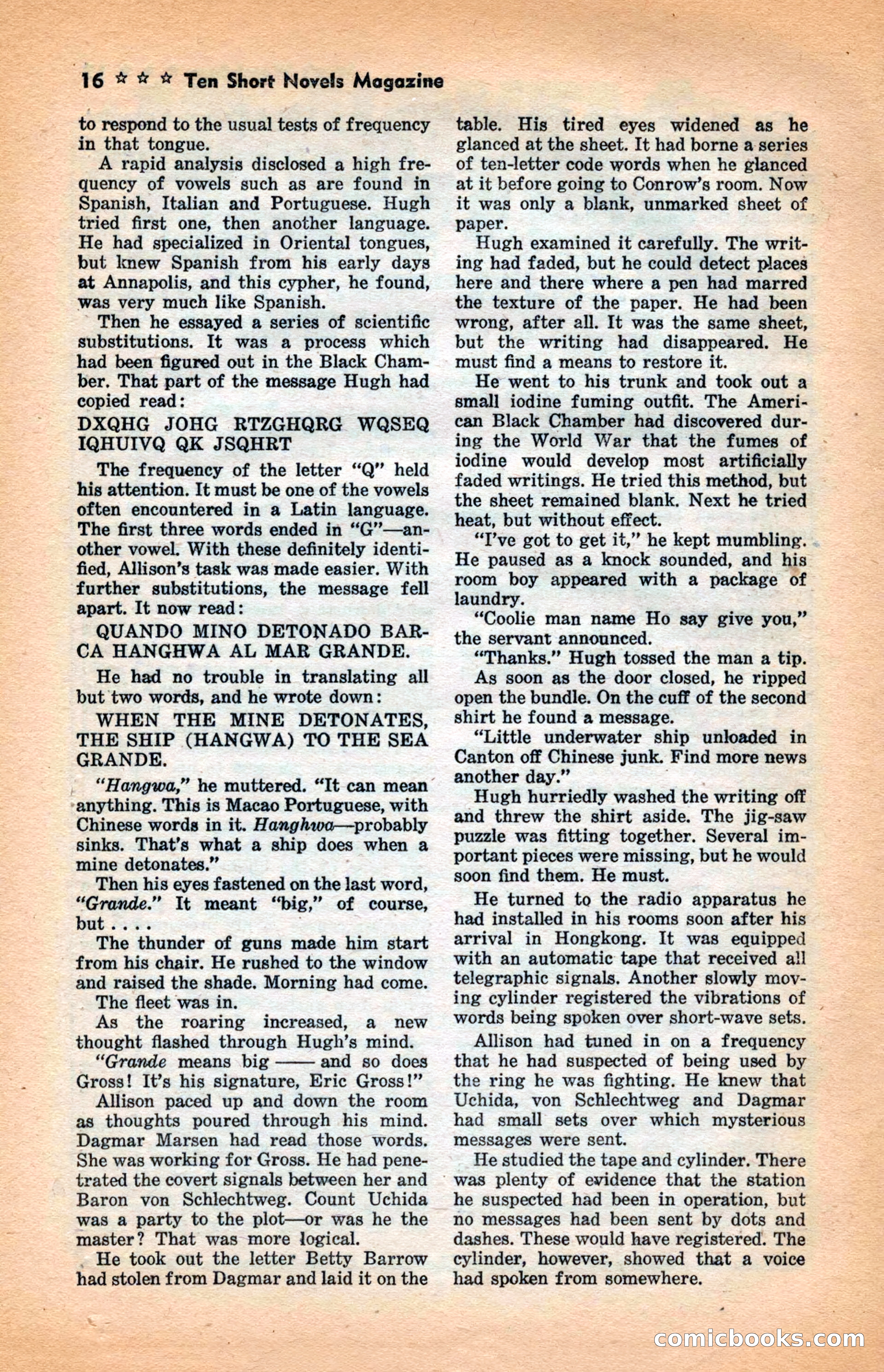 10 Short Novels Magazine — page 18: Pulp Fiction, 1938