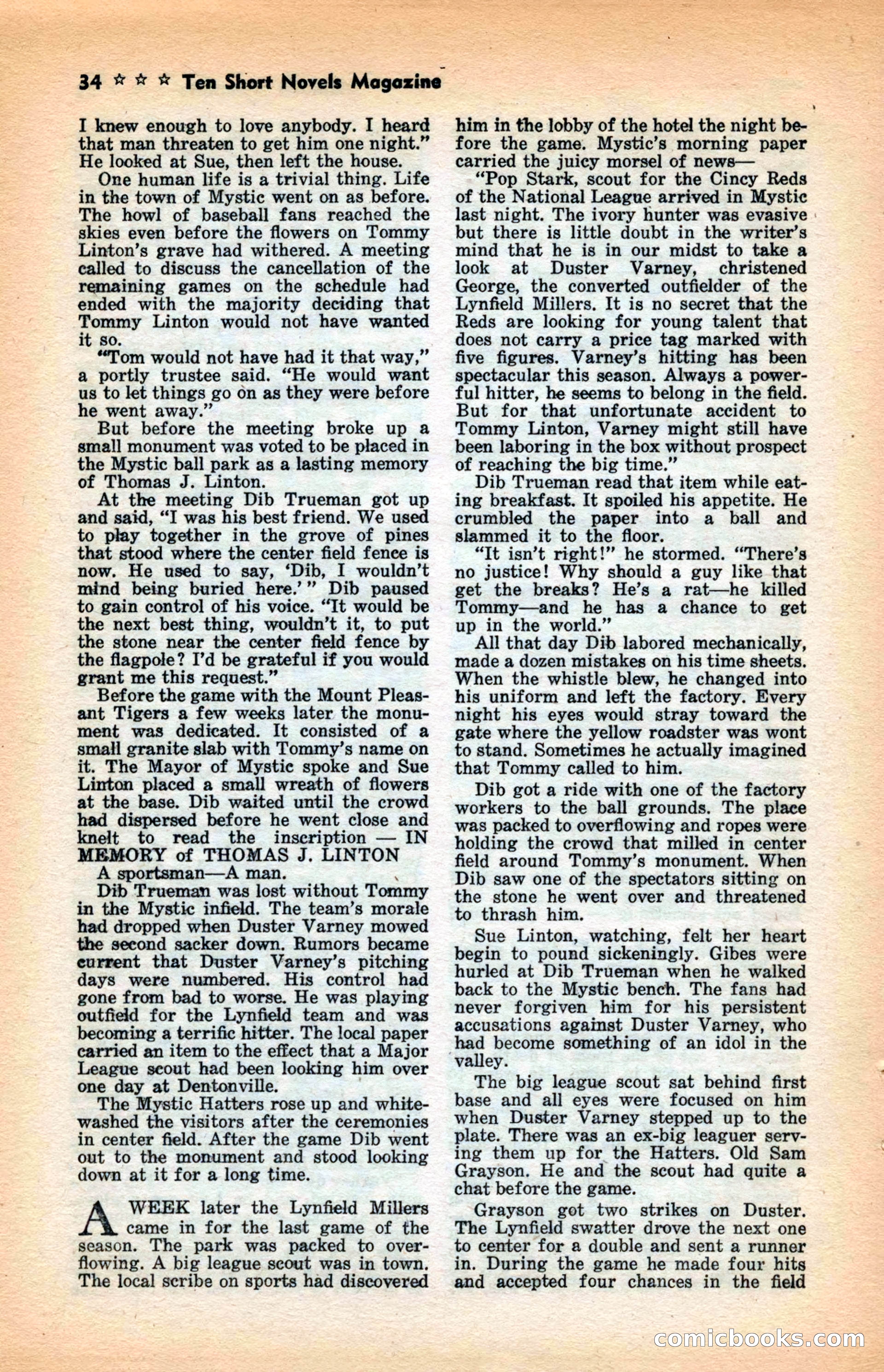 10 Short Novels Magazine — page 36: Pulp Fiction, 1938