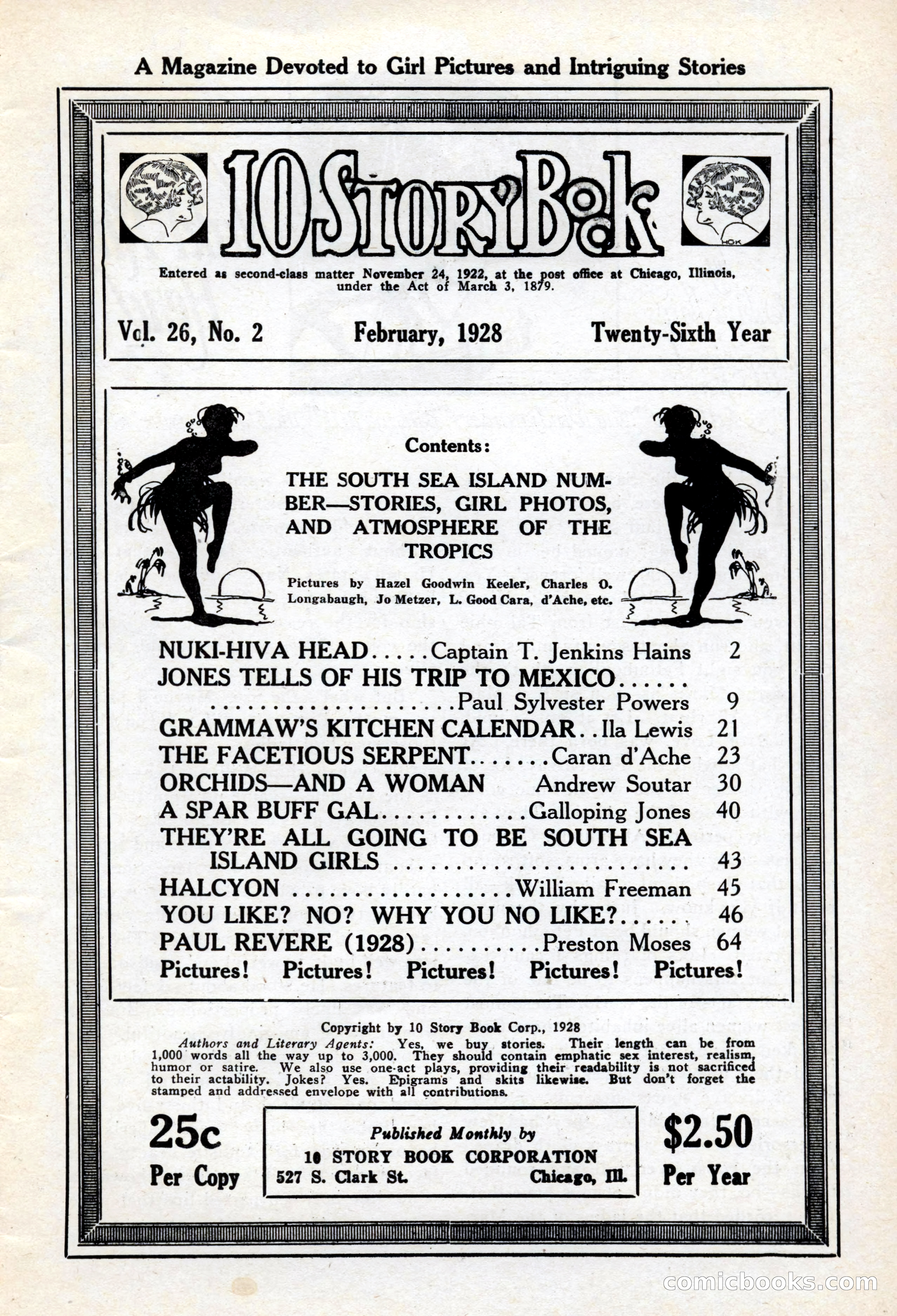 10-Story Book, February 1928 — page 3: Pulp Fiction, 1928