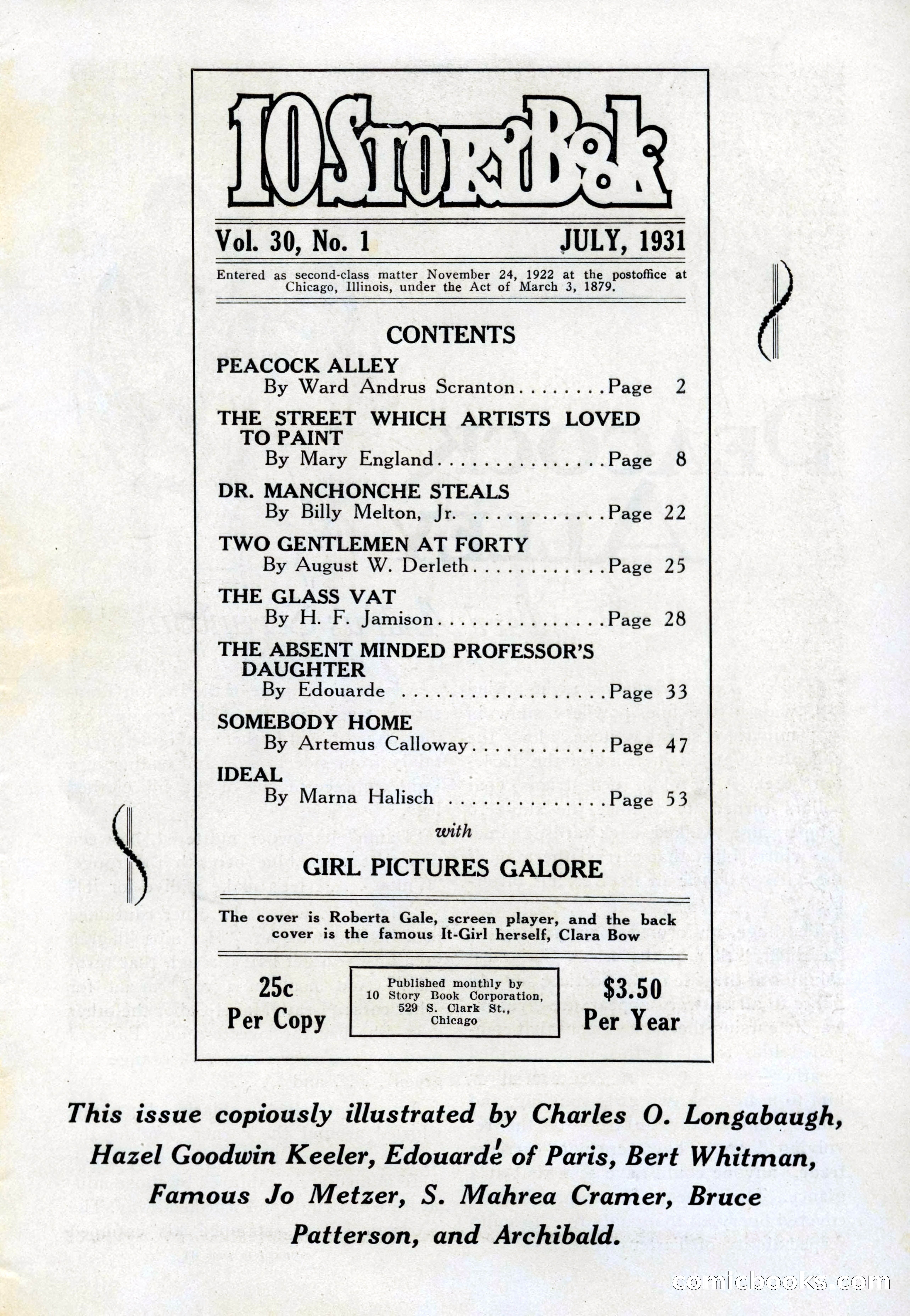 10-Story Book, July 1931 — page 3: Pulp Fiction, 1931